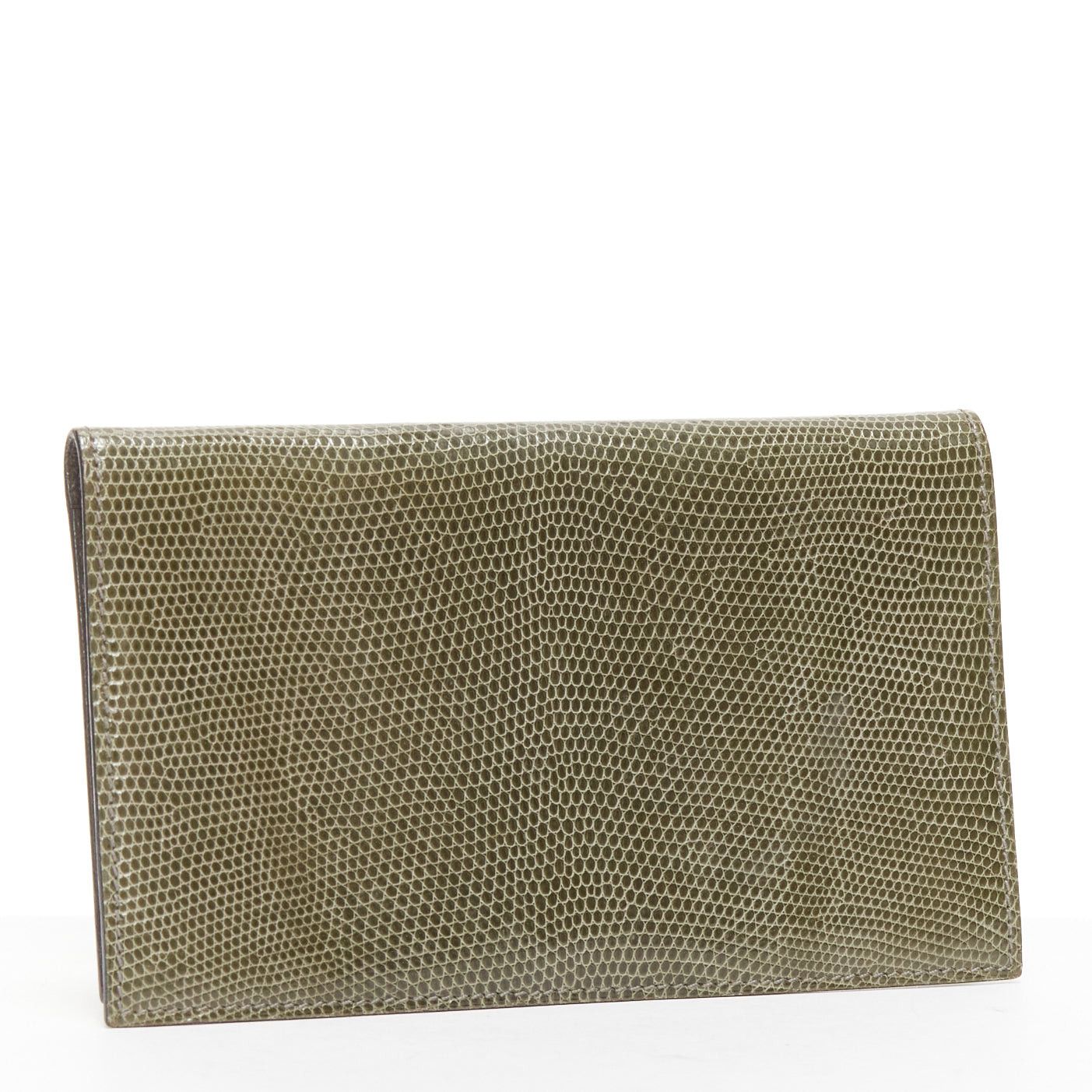 Hermes HERMES grey scaled leather silver hardware bifold long wallet Size ONE SIZE - 3 Thumbnail