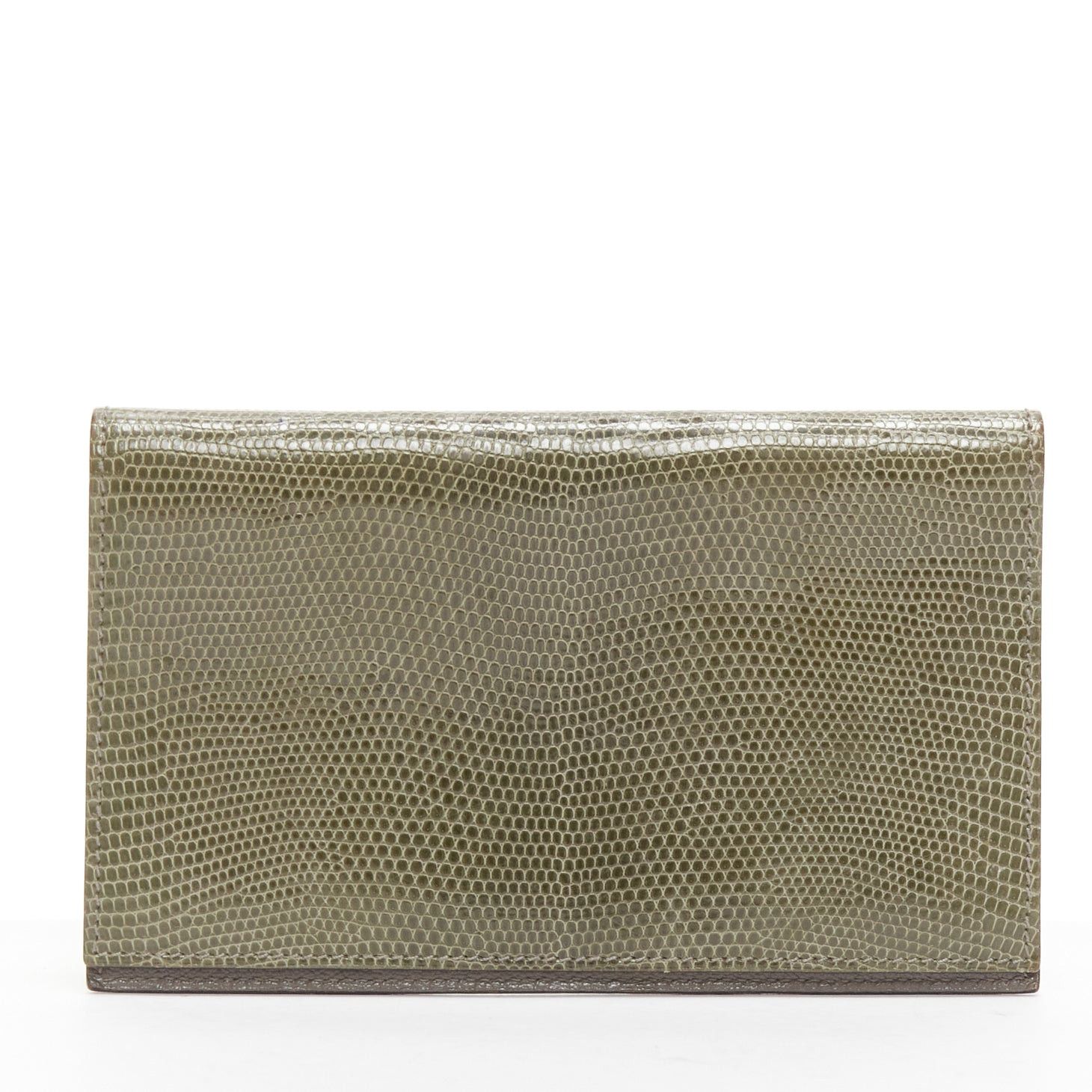 Hermes HERMES grey scaled leather silver hardware bifold long wallet Size ONE SIZE - 4 Thumbnail