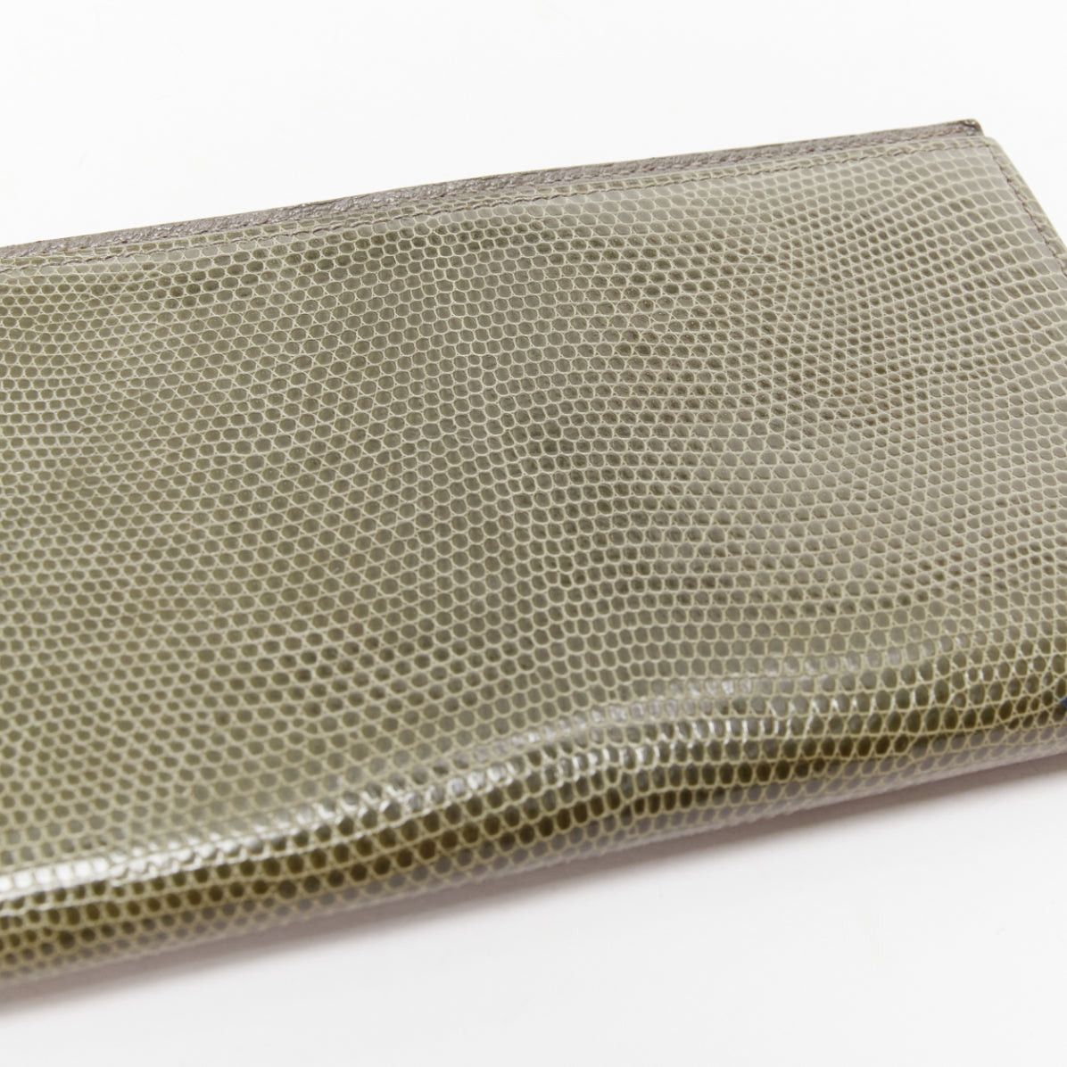 Hermes HERMES grey scaled leather silver hardware bifold long wallet Size ONE SIZE - 7 Thumbnail