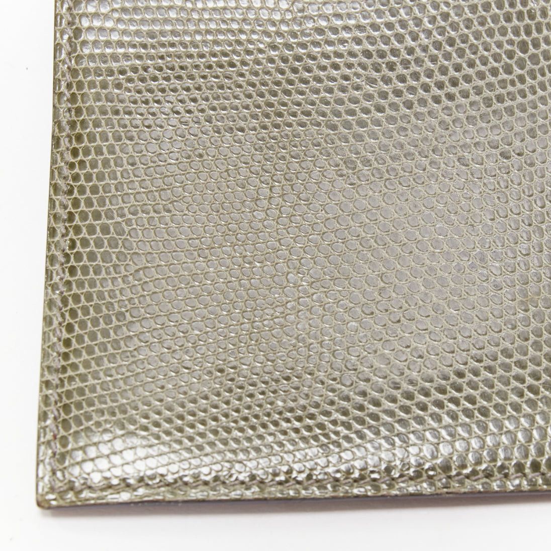 Hermes HERMES grey scaled leather silver hardware bifold long wallet Size ONE SIZE - 6 Thumbnail