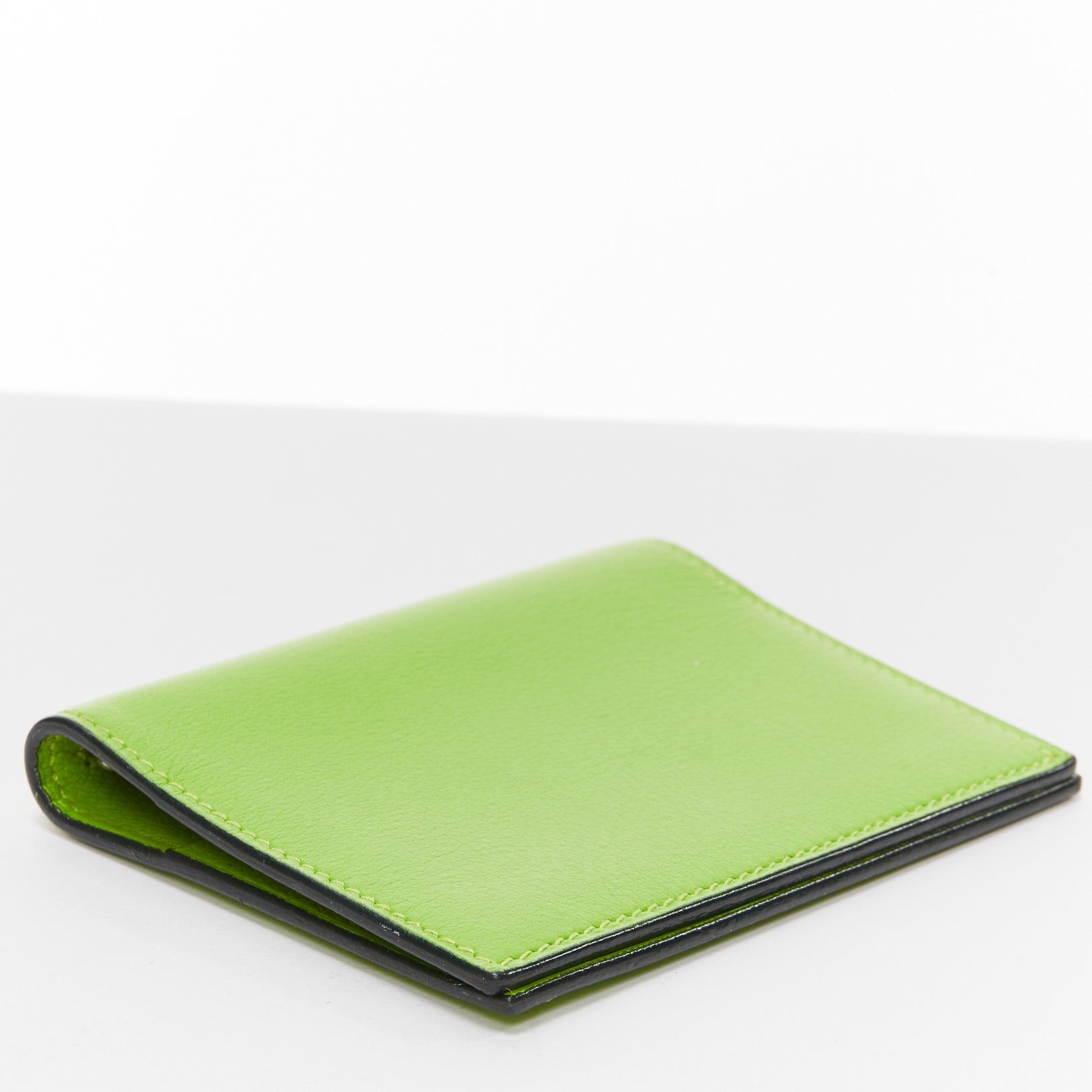 Hermes HERMES neon green smooth leather silver hardware bifold cardholder Size ONE SIZE - 5 Thumbnail