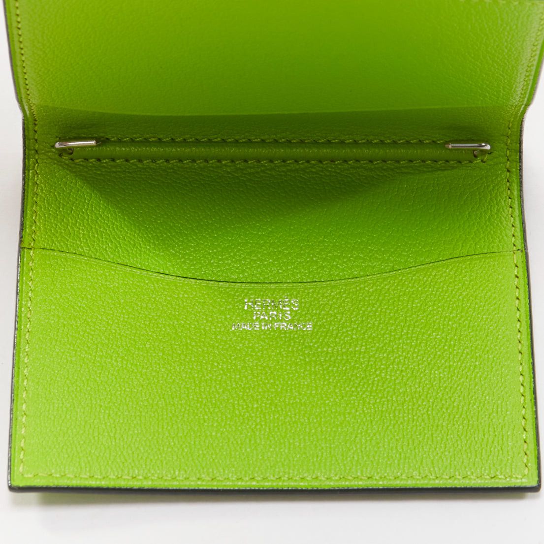 Hermes HERMES neon green smooth leather silver hardware bifold cardholder Size ONE SIZE - 2 Thumbnail