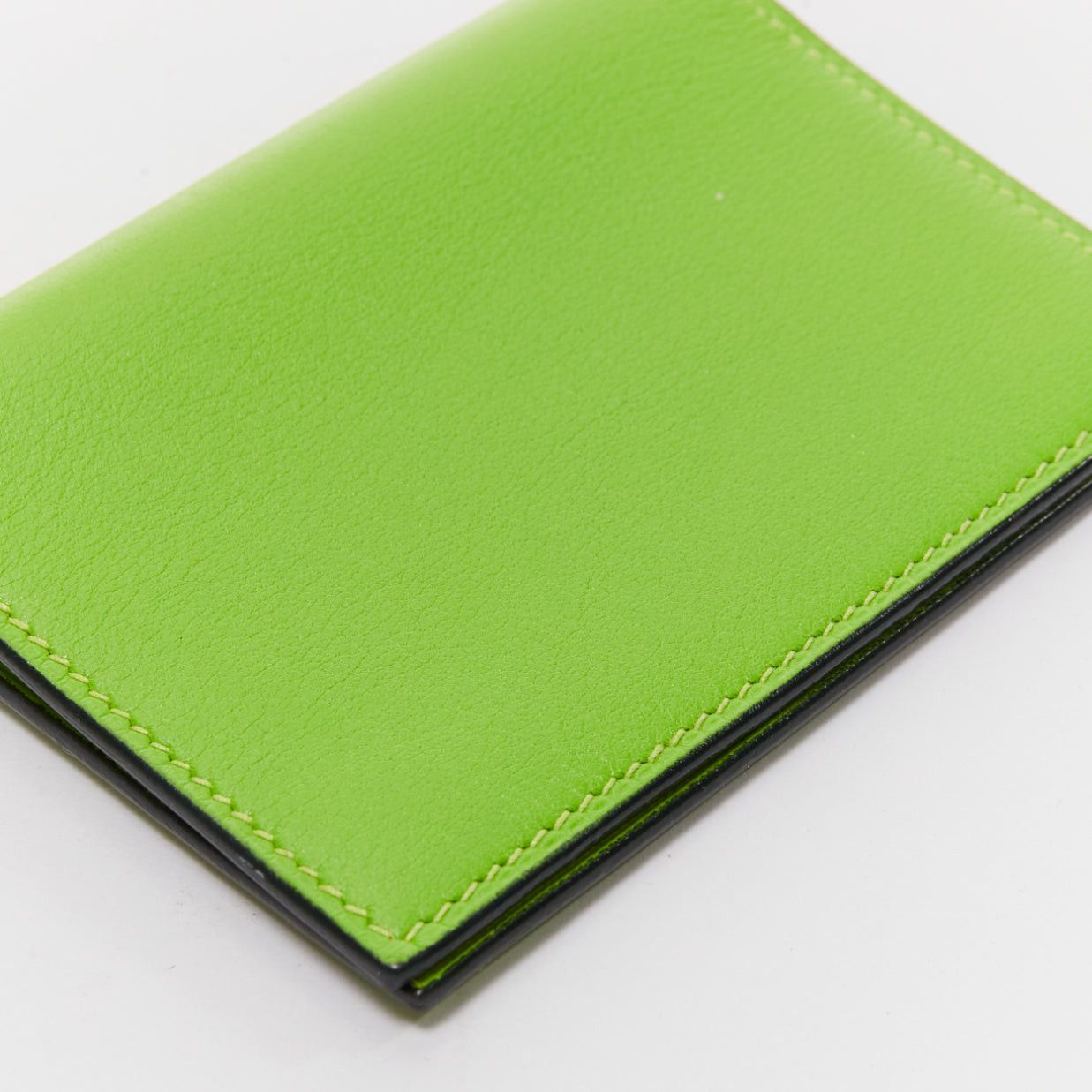 Hermes HERMES neon green smooth leather silver hardware bifold cardholder Size ONE SIZE - 6 Thumbnail