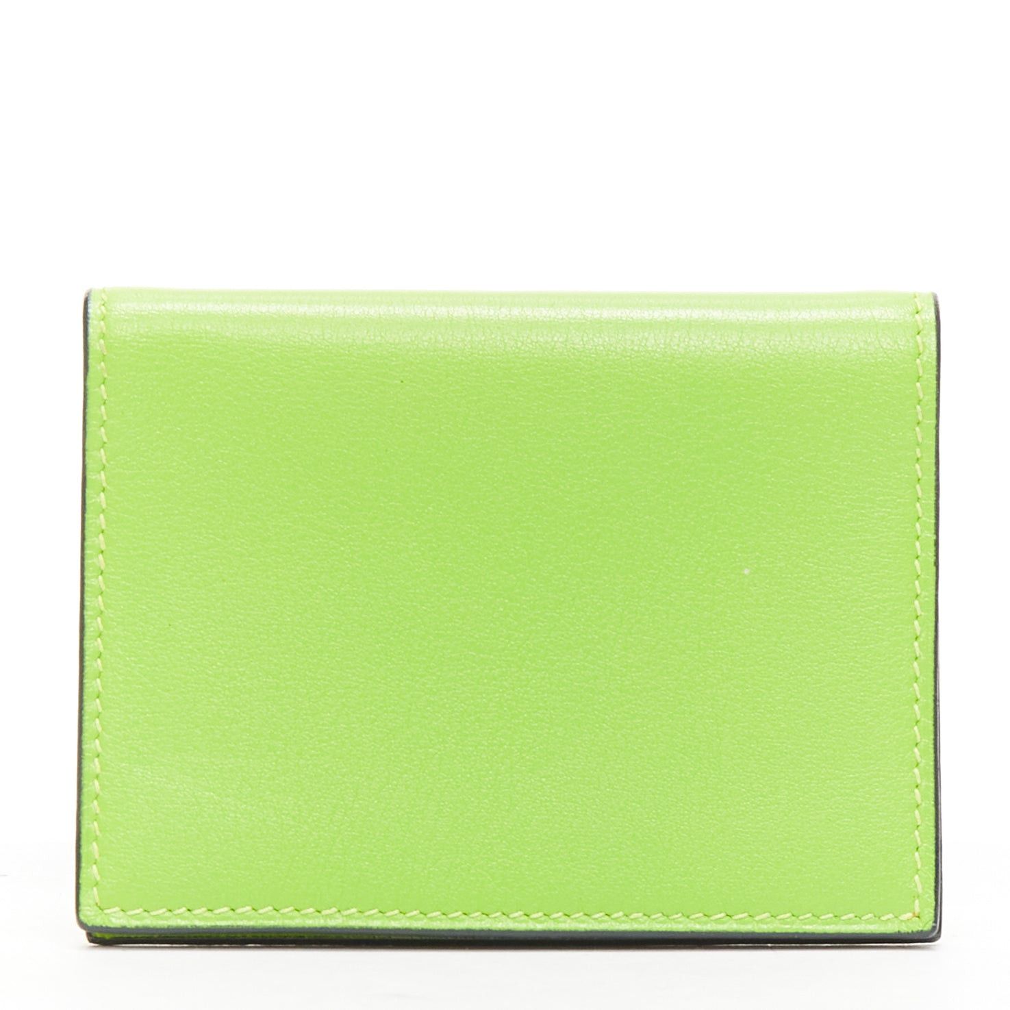 Hermes HERMES neon green smooth leather silver hardware bifold cardholder Size ONE SIZE - 3 Thumbnail
