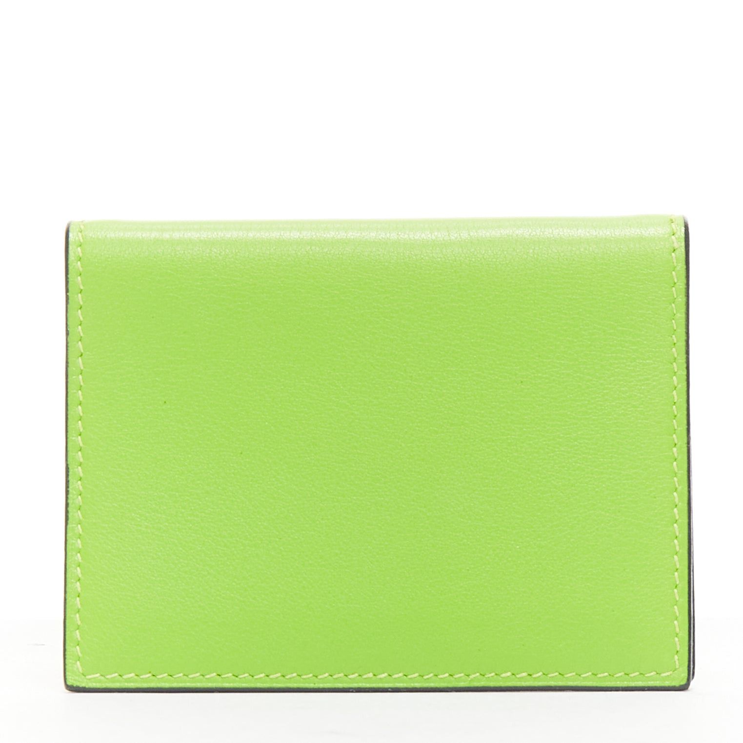 Hermes HERMES neon green smooth leather silver hardware bifold cardholder Size ONE SIZE - 4 Thumbnail