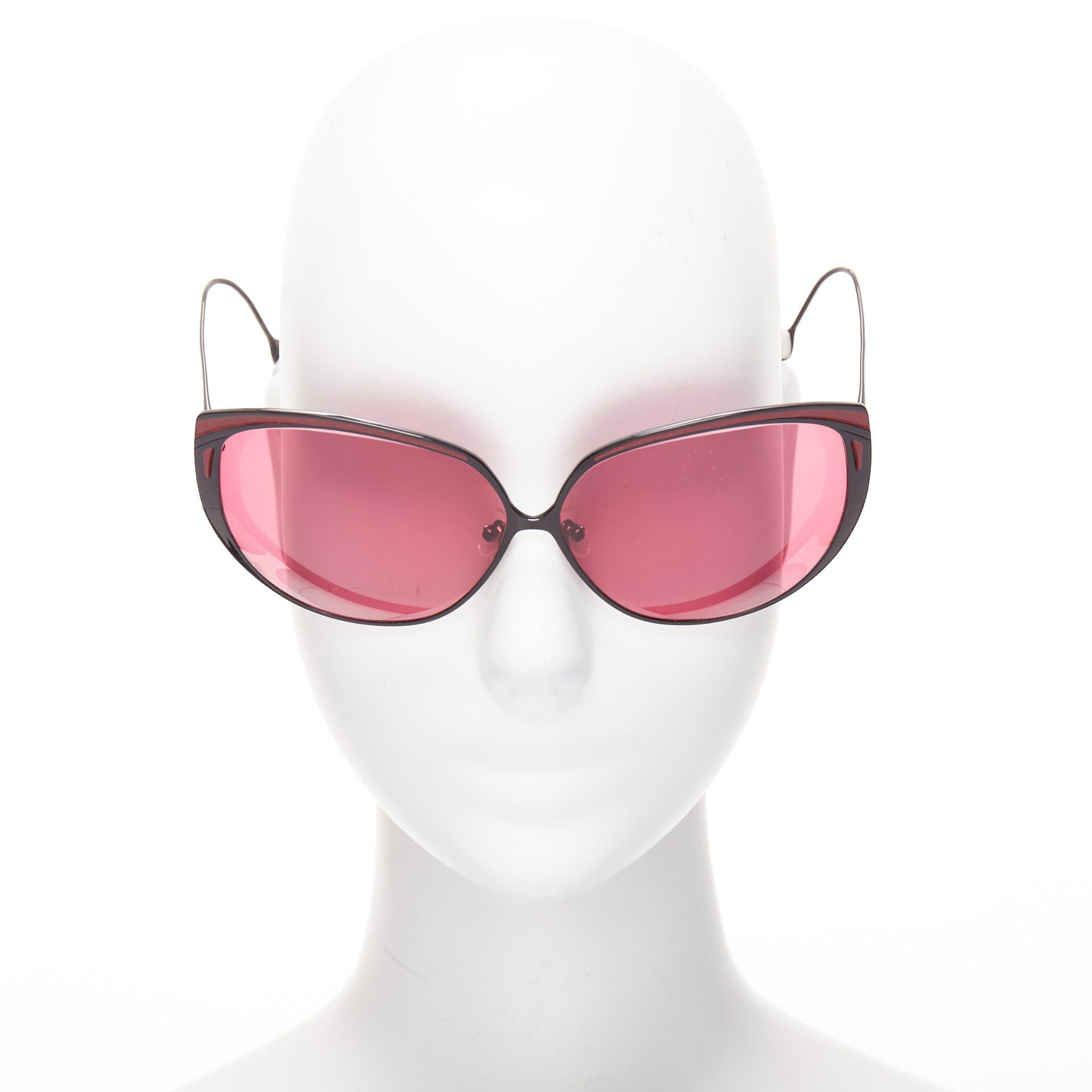Other FRENCY AND MERCURY Fox Beat pink lens red glitter oversize sunglasses Size ONE SIZE - 3 Thumbnail