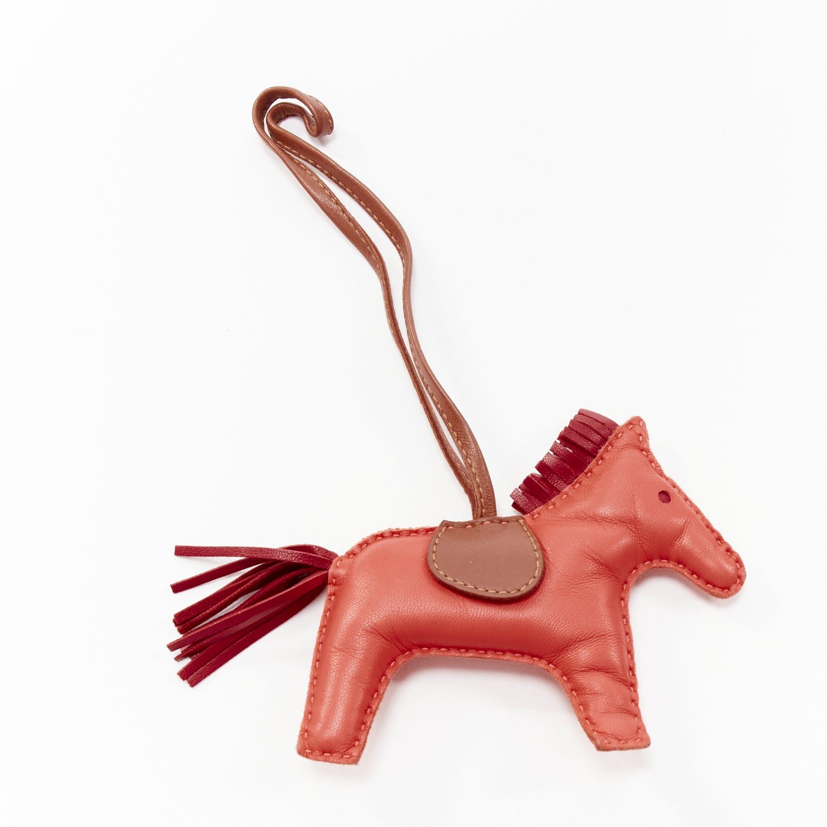 Hermes HERMES Milo Rodeo MM red leather brown trim fringed tail horse charm Size ONE SIZE - 2 Thumbnail