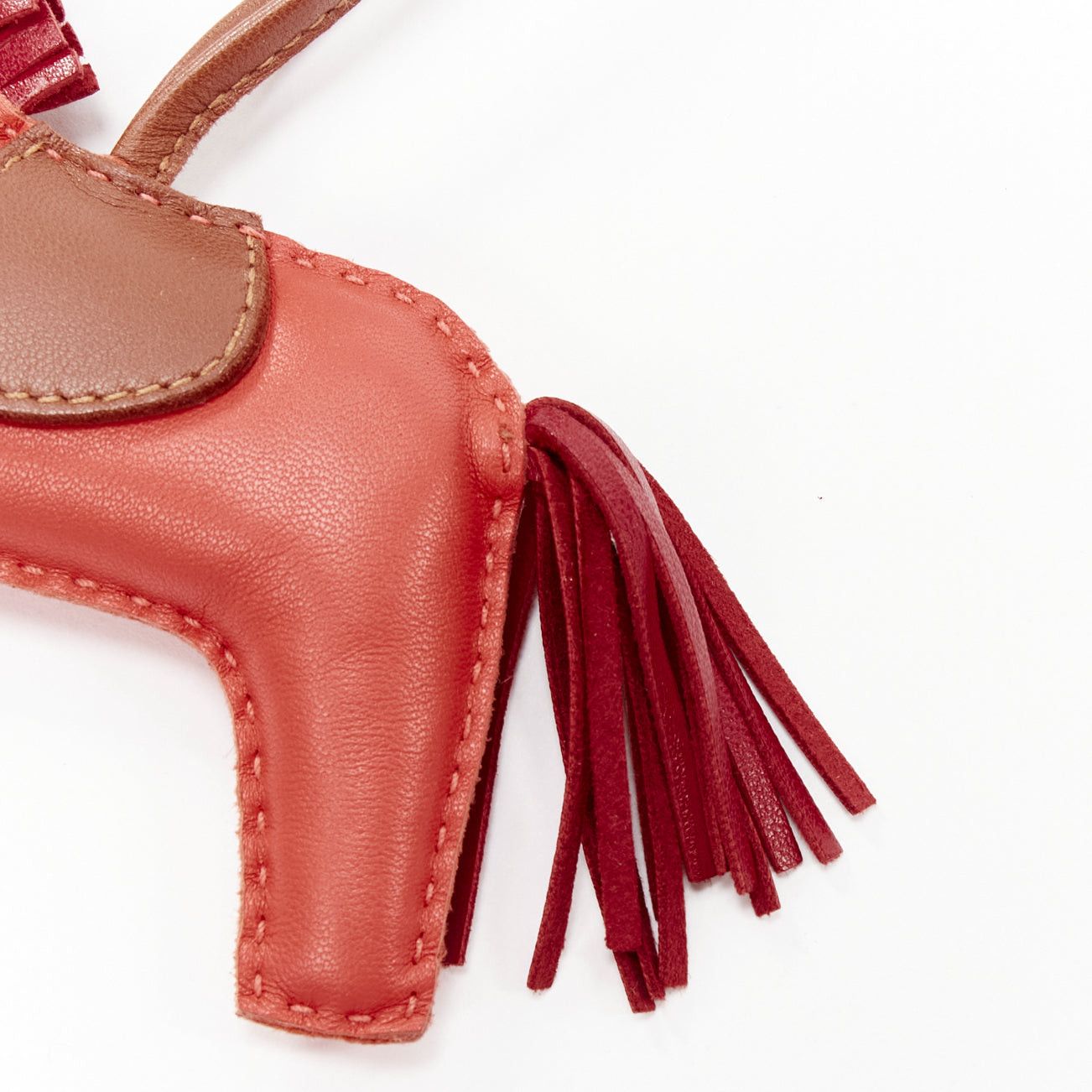 Hermes HERMES Milo Rodeo MM red leather brown trim fringed tail horse charm Size ONE SIZE - 3 Thumbnail