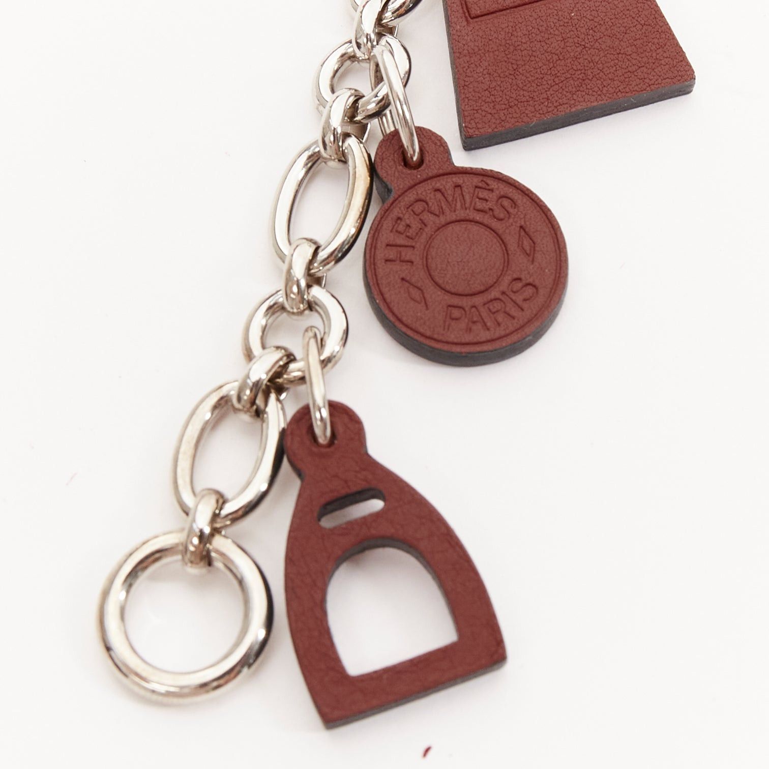 Hermes HERMES Breloque Olga Amulet dark brown leather charms silver bag chain Size ONE SIZE - 3 Thumbnail