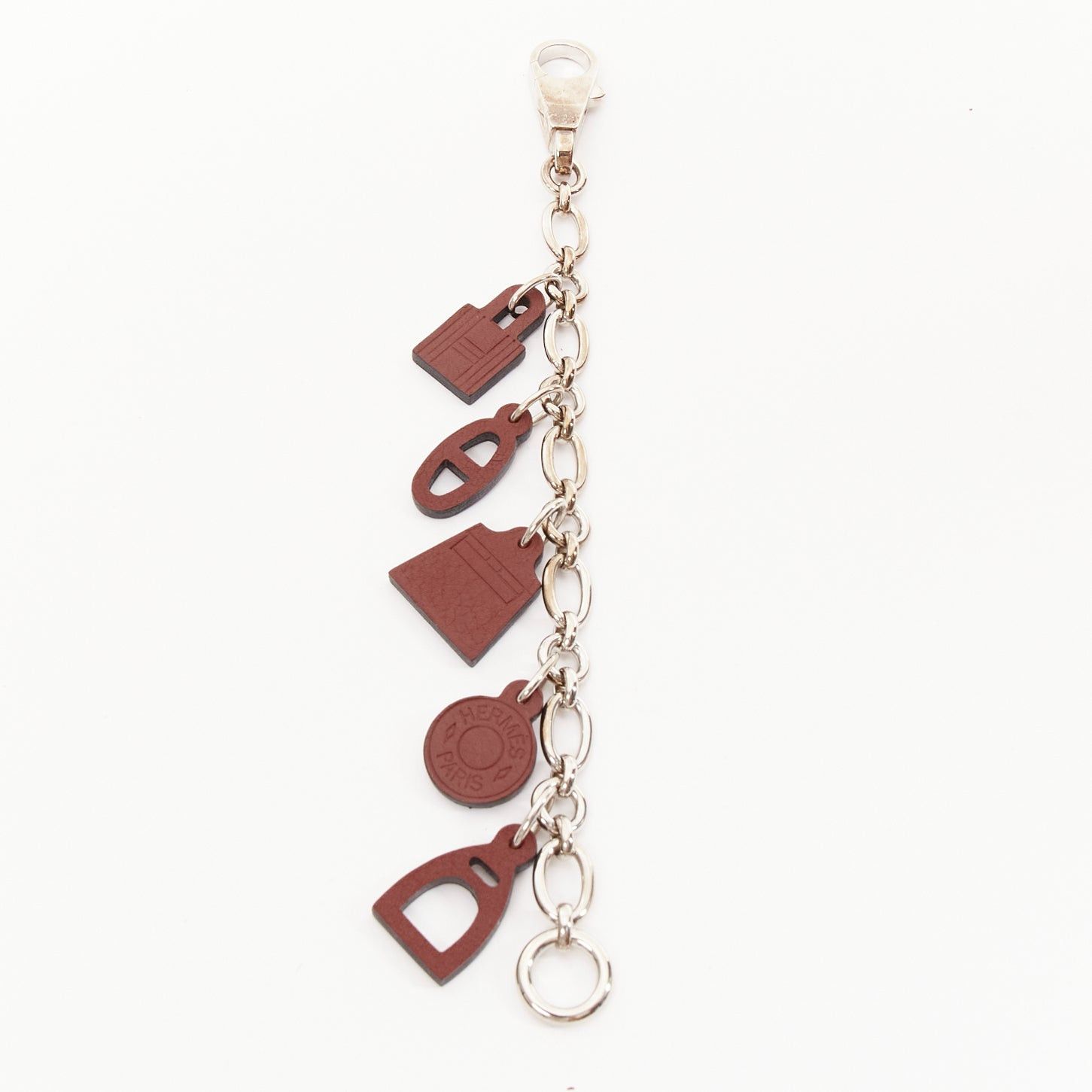 Hermes HERMES Breloque Olga Amulet dark brown leather charms silver bag chain Size ONE SIZE - 4 Thumbnail