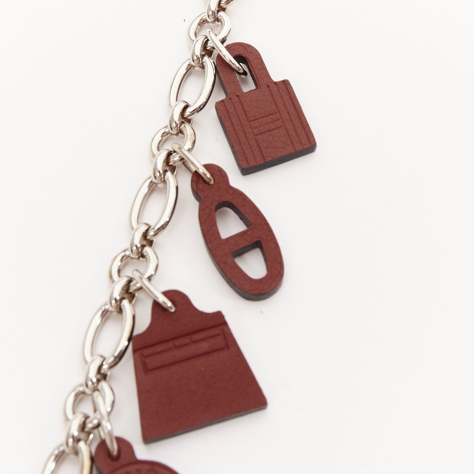 Hermes HERMES Breloque Olga Amulet dark brown leather charms silver bag chain Size ONE SIZE - 2 Thumbnail