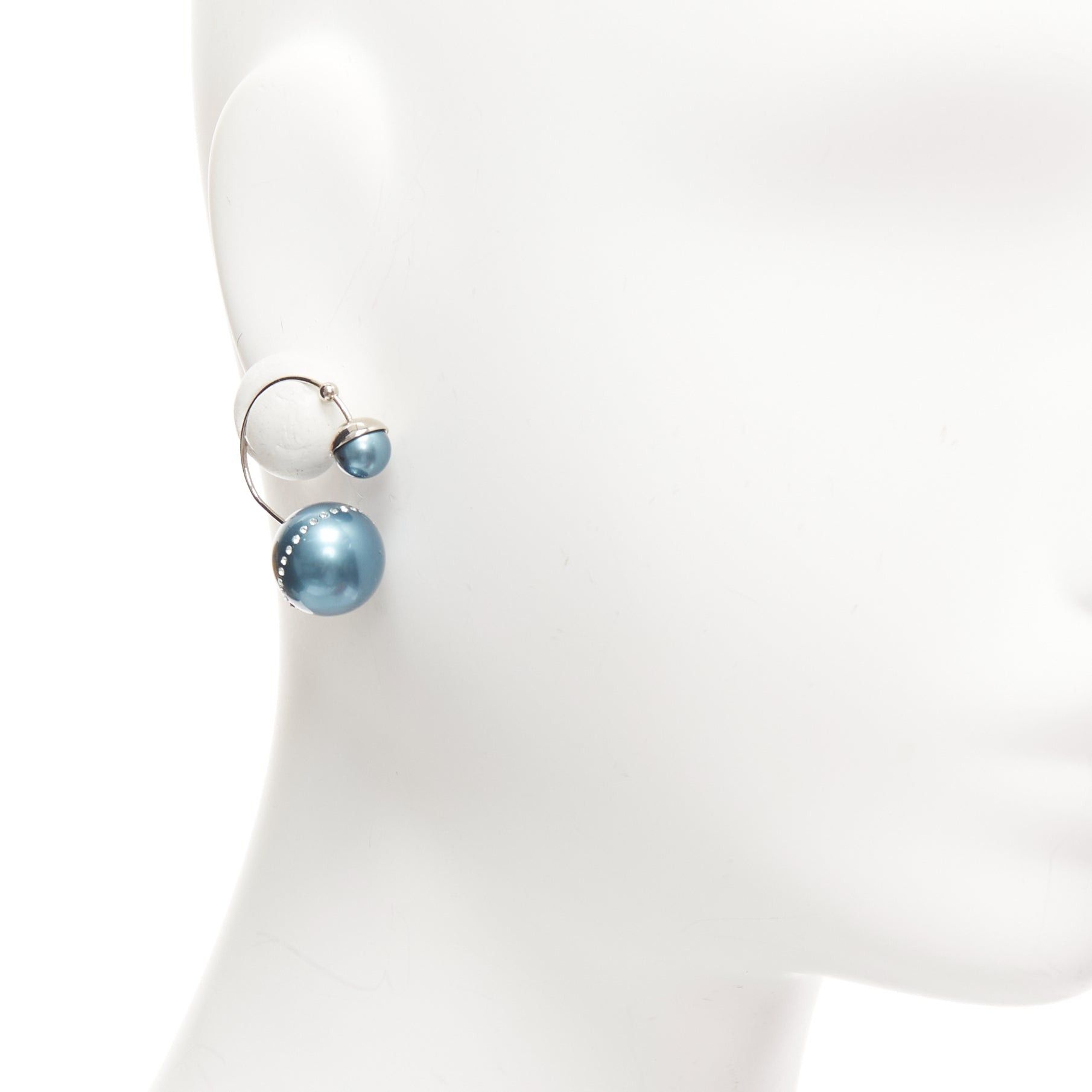Dior DIOR Tribales pealescent blue faux pearls crystal orbital pin earrings Pair Size ONE SIZE - 2 Thumbnail