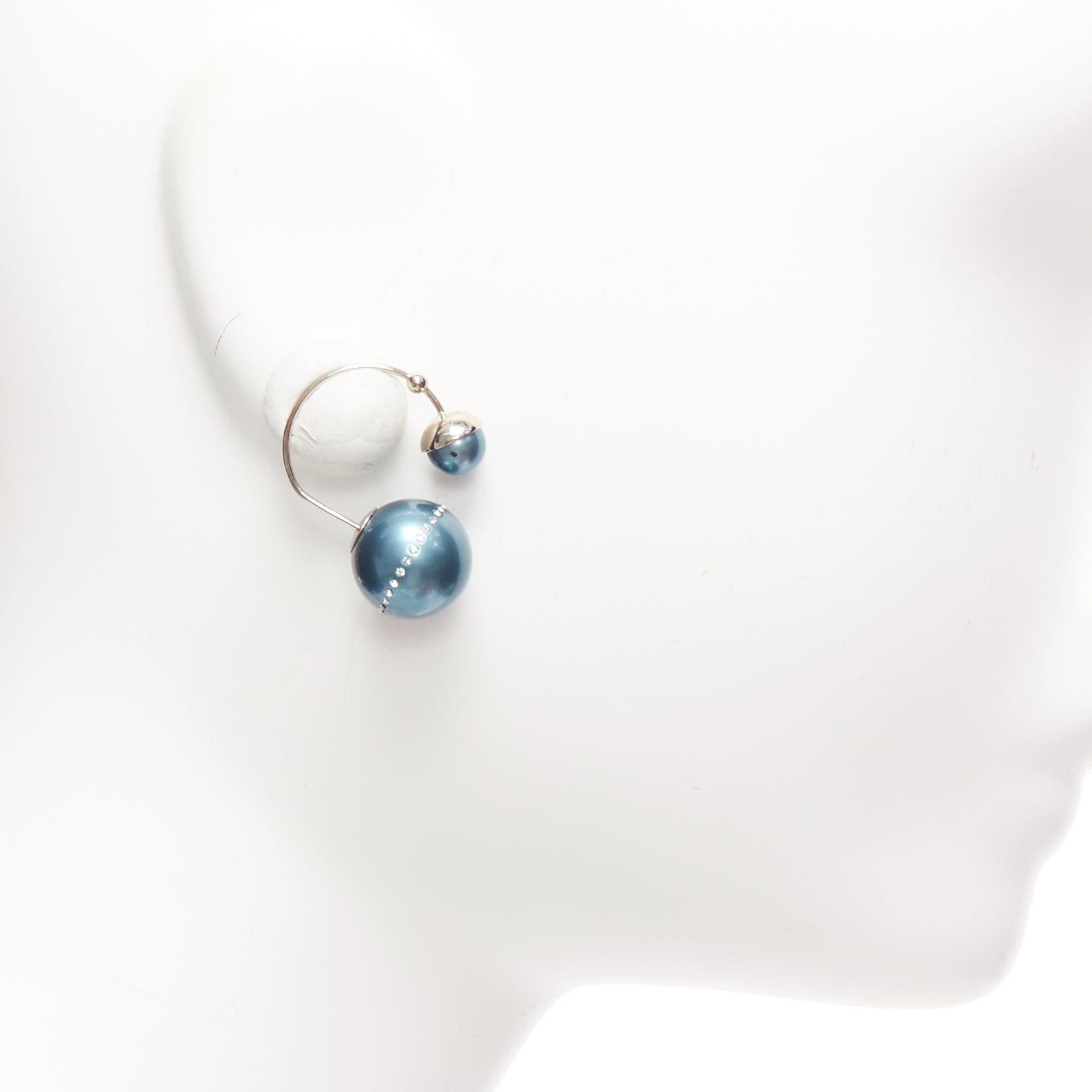 Dior DIOR Tribales pealescent blue faux pearls crystal orbital pin earrings Pair Size ONE SIZE - 4 Thumbnail