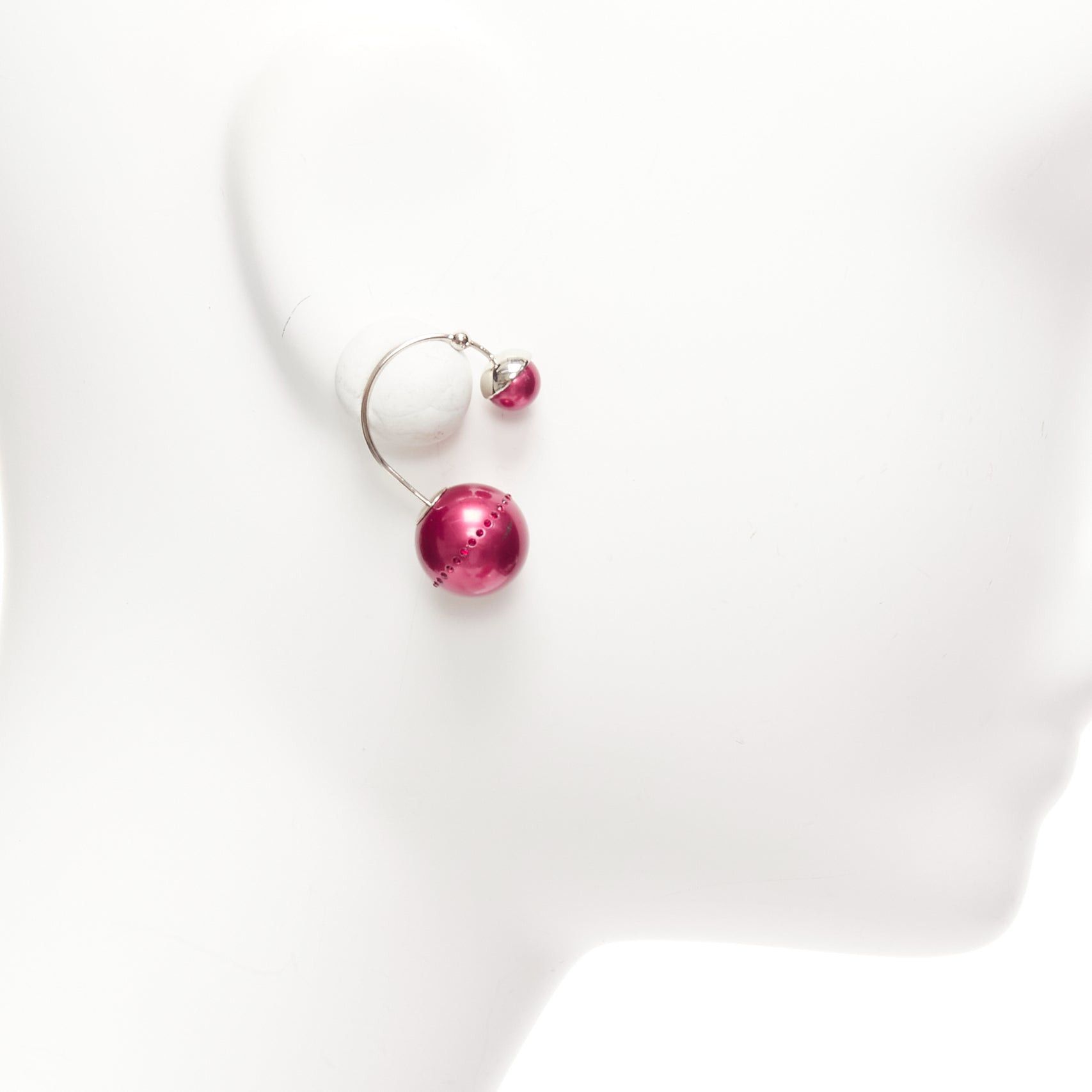 Dior DIOR Tribales pealescent red faux pearls crystal orbital pin earrings Pair Size ONE SIZE - 4 Thumbnail