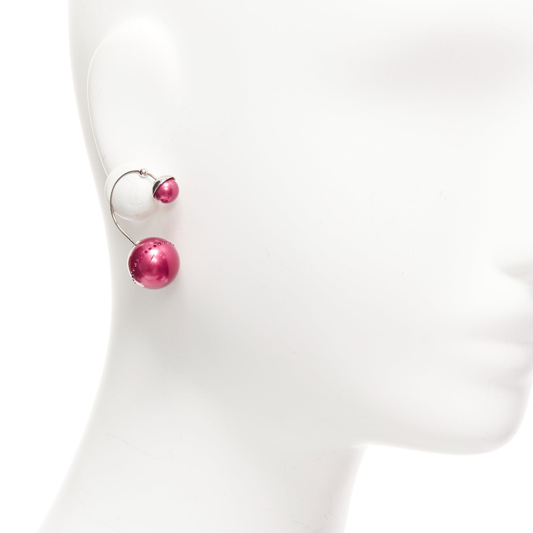 Dior DIOR Tribales pealescent red faux pearls crystal orbital pin earrings Pair Size ONE SIZE - 2 Thumbnail