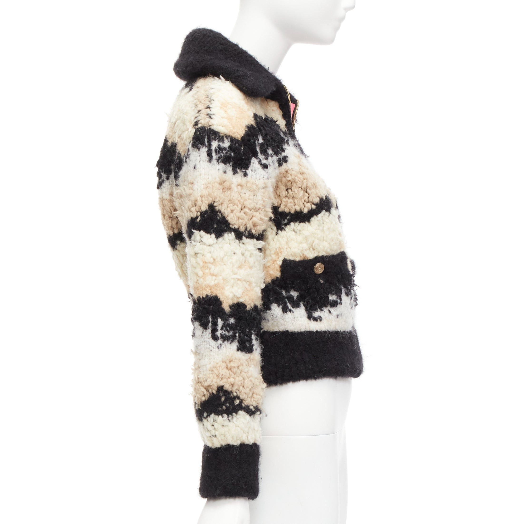 Chanel CHANEL 20N Coco Neige CC pearl zip cream wool cashmere cropped bomber FR34 XS Size XS / US 0-2 / IT 36-38 - 5 Thumbnail