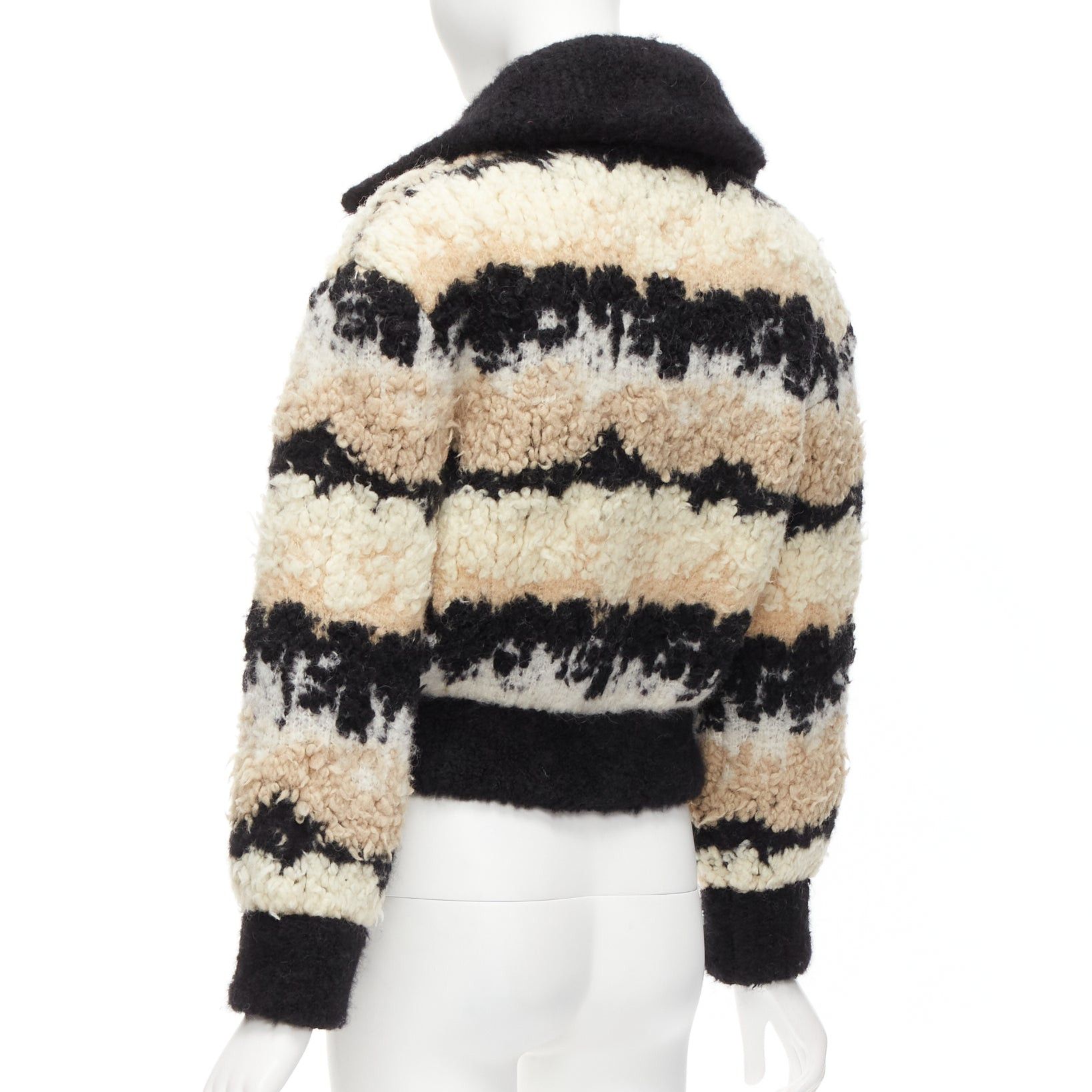 Chanel CHANEL 20N Coco Neige CC pearl zip cream wool cashmere cropped bomber FR34 XS Size XS / US 0-2 / IT 36-38 - 7 Thumbnail