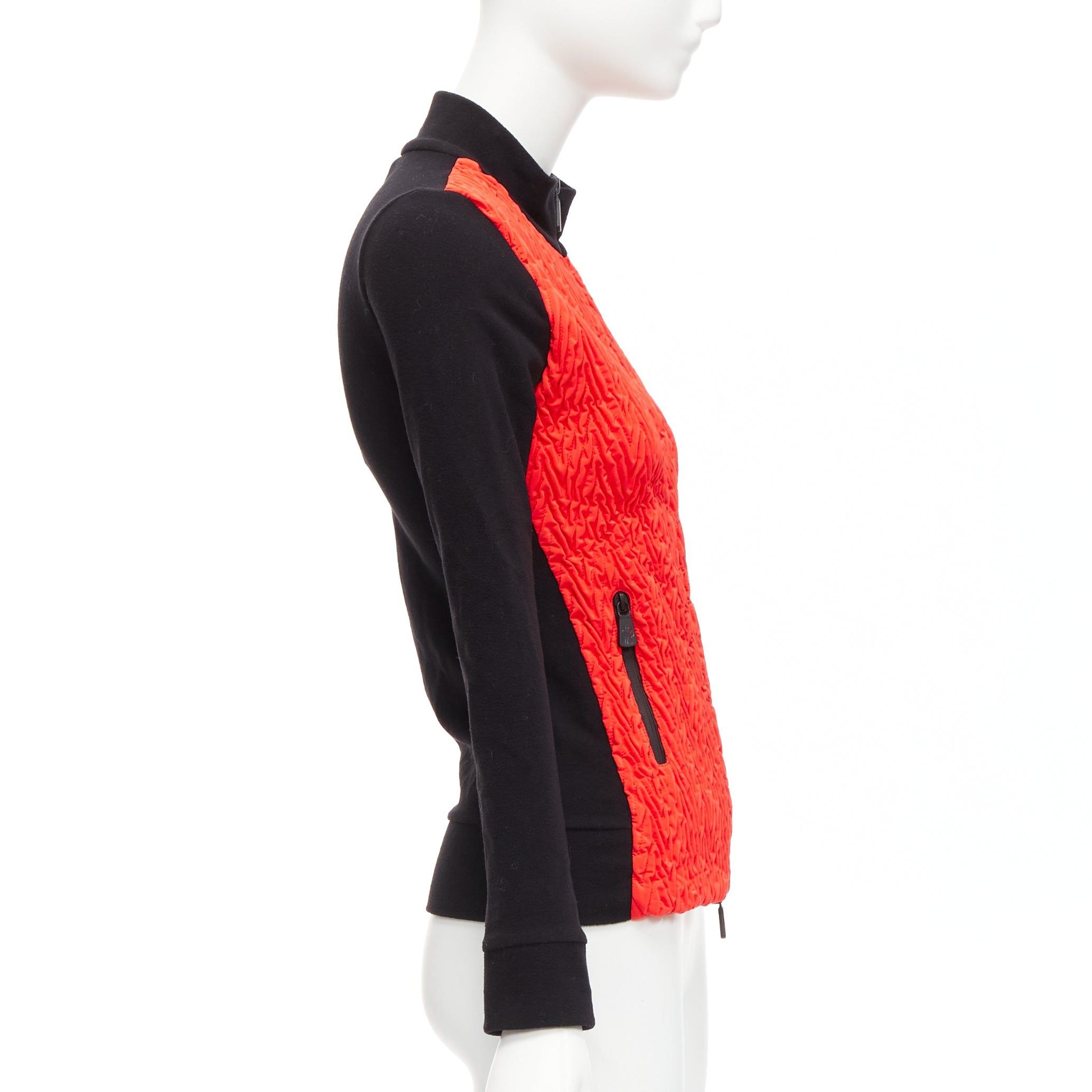Moncler MONCLER bright red orange chevron plisse front logo arm zip fitted jacket XS Size XS / US 0-2 / IT 36-38 - 5 Thumbnail