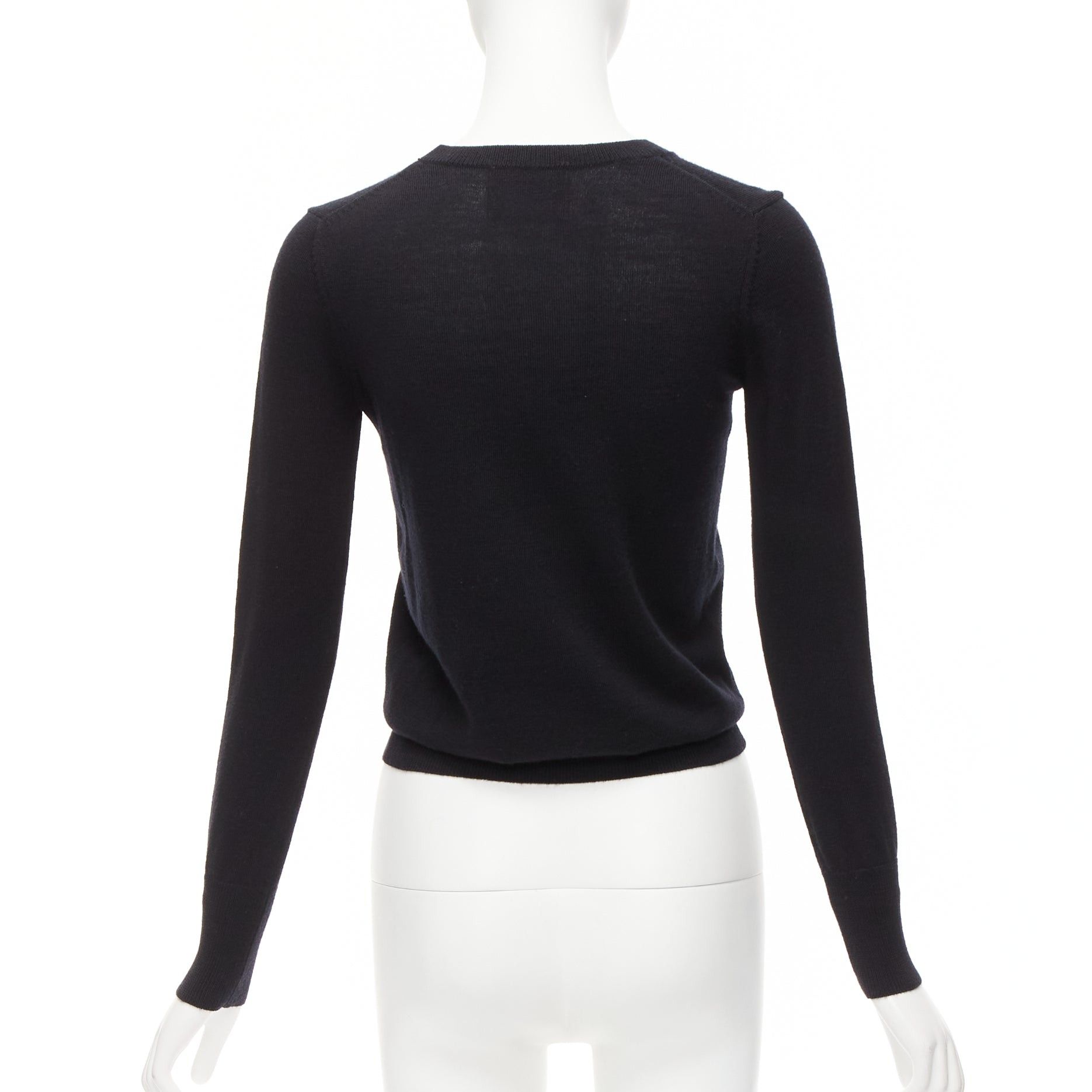 Markus Lupfer MARKUS LUPFER black merino wool blend tinsel bow corset intarsia sweater XS Size XS / US 0-2 / IT 36-38 - 5 Thumbnail