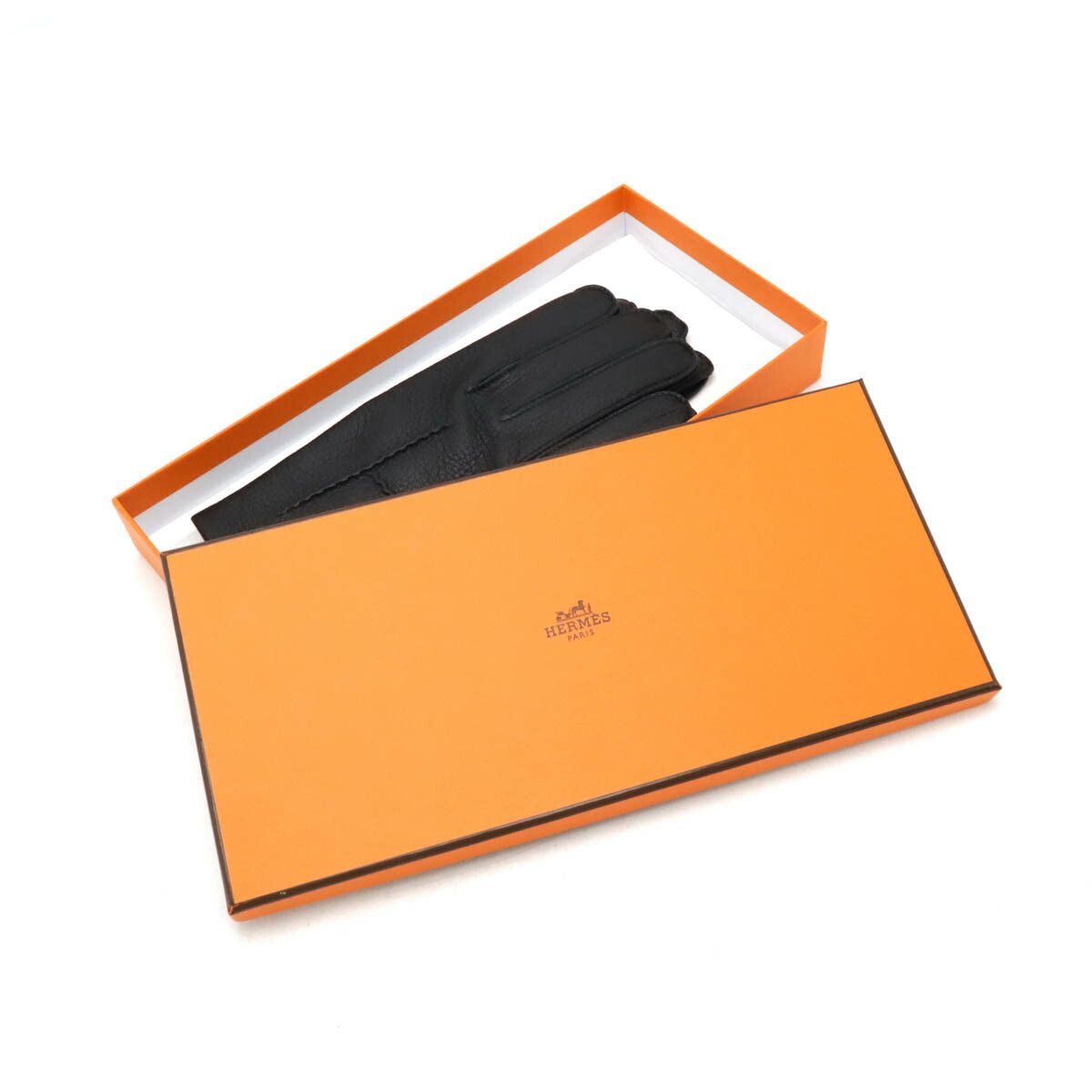 Hermes Hermes Hermes Deerskin H Stitch Gloves Black Leather Gloves DUTY FREE for USA Size ONE SIZE - 6 Thumbnail