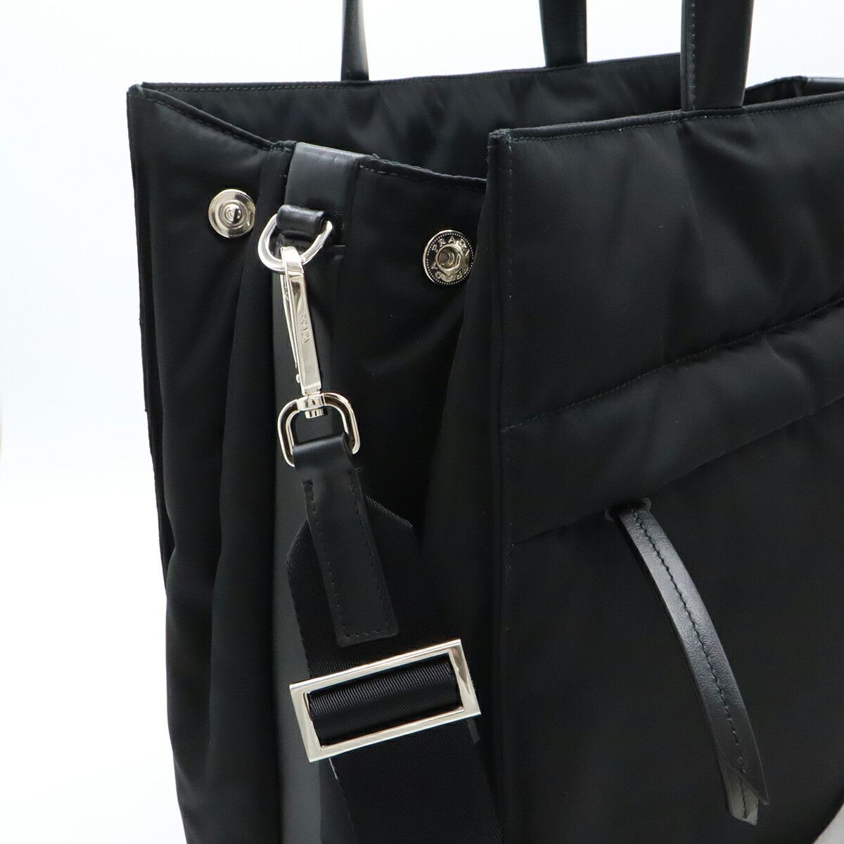 Prada Prada Prada TESSUTO+VITELLO 2way tote bag Leather Shoulder Bag 2VG076 DUTY FREE for USA Size ONE SIZE - 6 Thumbnail