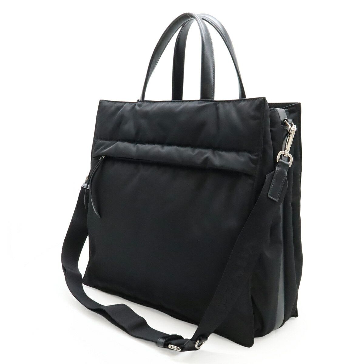 Prada Prada Prada TESSUTO+VITELLO 2way tote bag Leather Shoulder Bag 2VG076 DUTY FREE for USA Size ONE SIZE - 2 Thumbnail