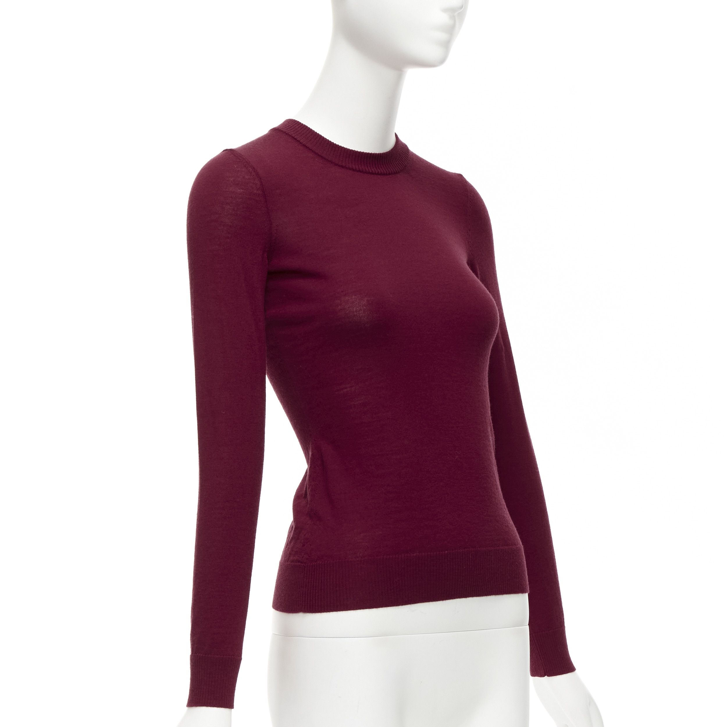 Alaia ALAIA 100% virgin wool dark red long sleeve crew neck sweater FR36 S Size S / US 4 / IT 40 - 3 Thumbnail