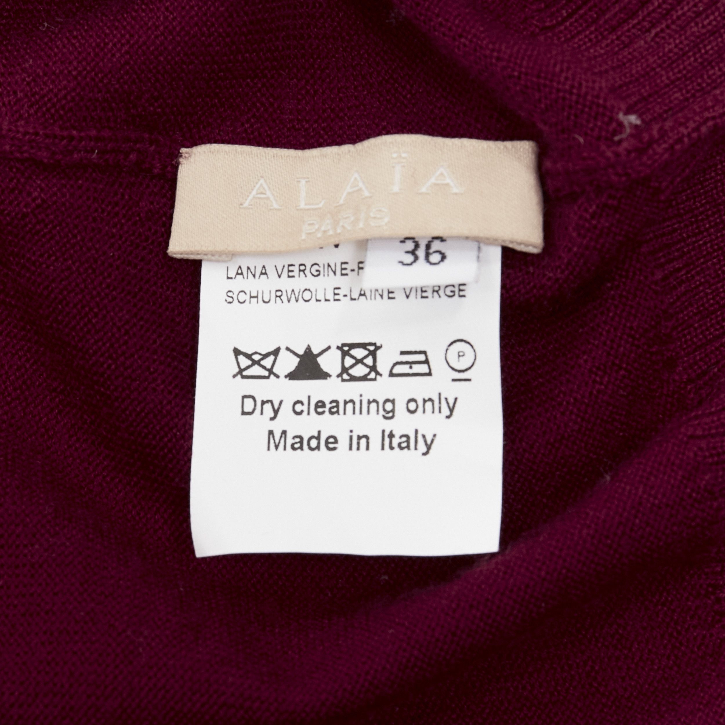 Alaia ALAIA 100% virgin wool dark red long sleeve crew neck sweater FR36 S Size S / US 4 / IT 40 - 8 Thumbnail