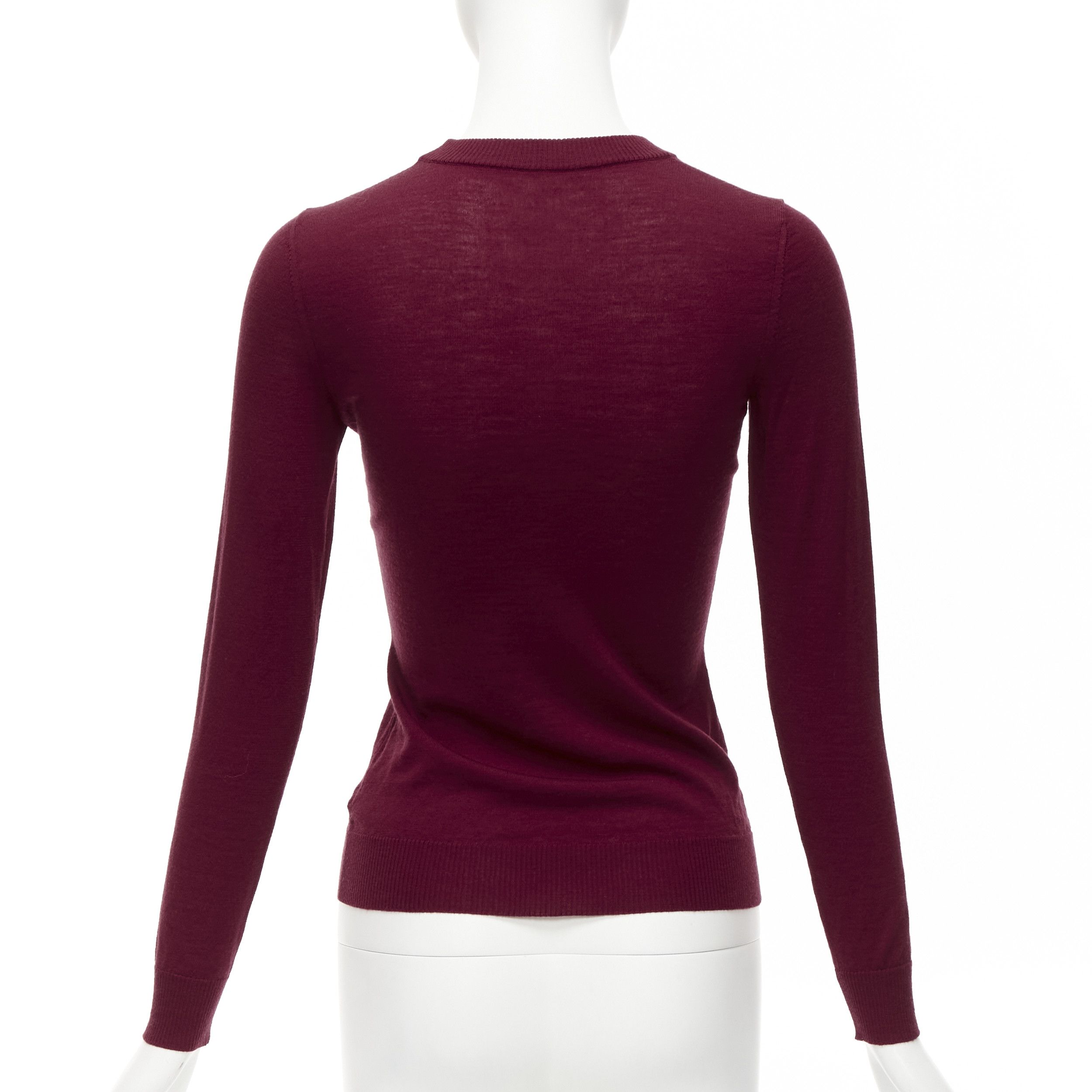 Alaia ALAIA 100% virgin wool dark red long sleeve crew neck sweater FR36 S Size S / US 4 / IT 40 - 5 Thumbnail