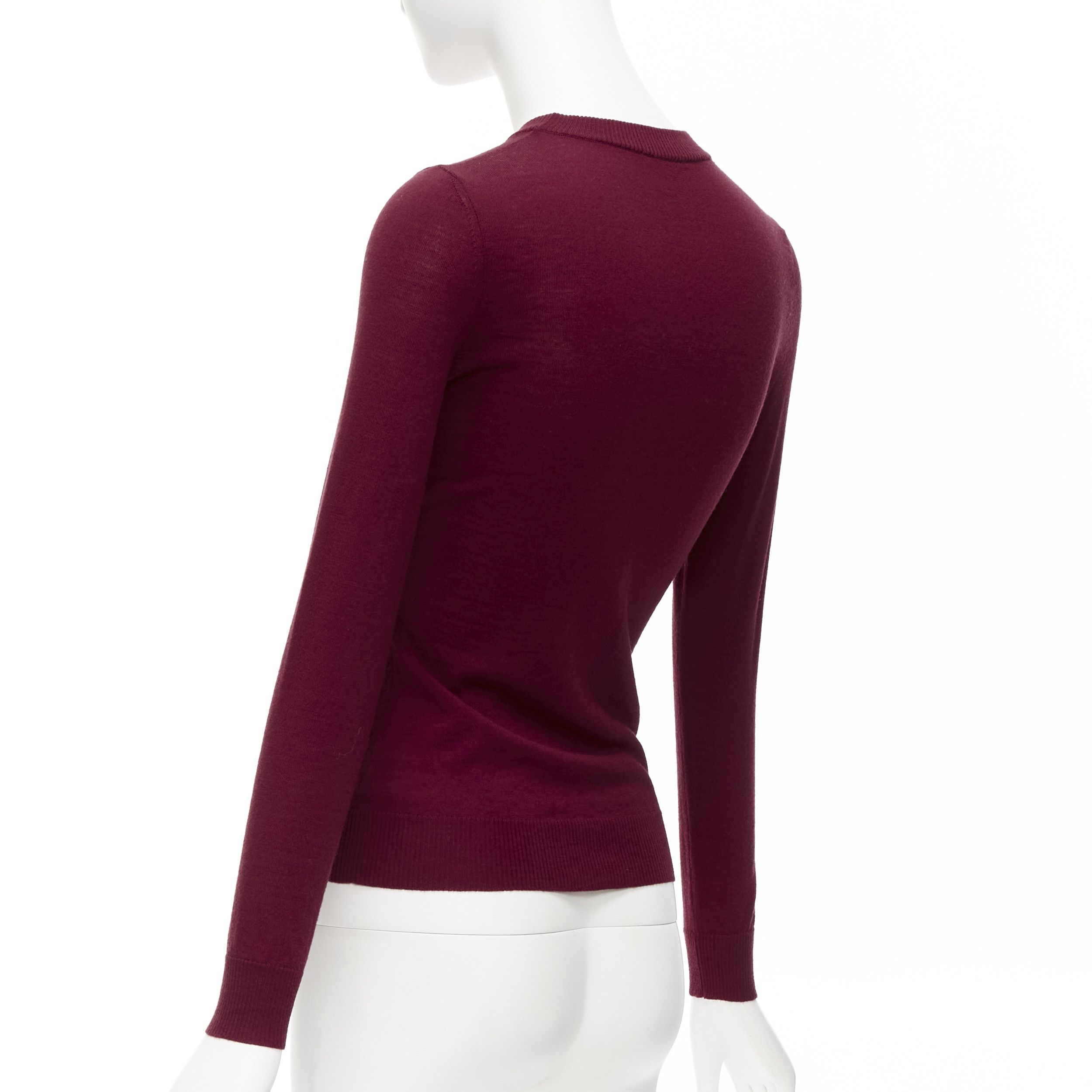 Alaia ALAIA 100% virgin wool dark red long sleeve crew neck sweater FR36 S Size S / US 4 / IT 40 - 6 Thumbnail