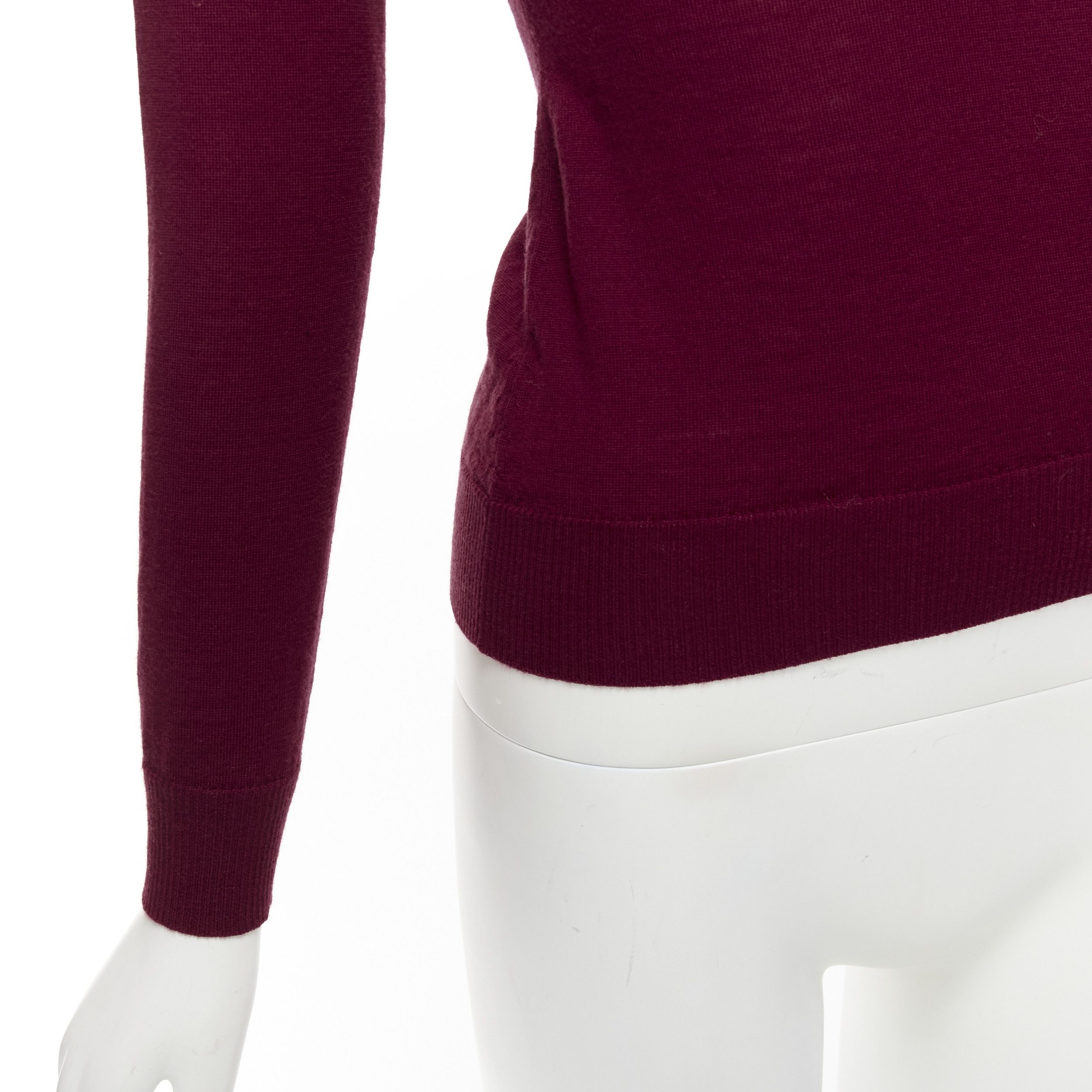 Alaia ALAIA 100% virgin wool dark red long sleeve crew neck sweater FR36 S Size S / US 4 / IT 40 - 7 Thumbnail