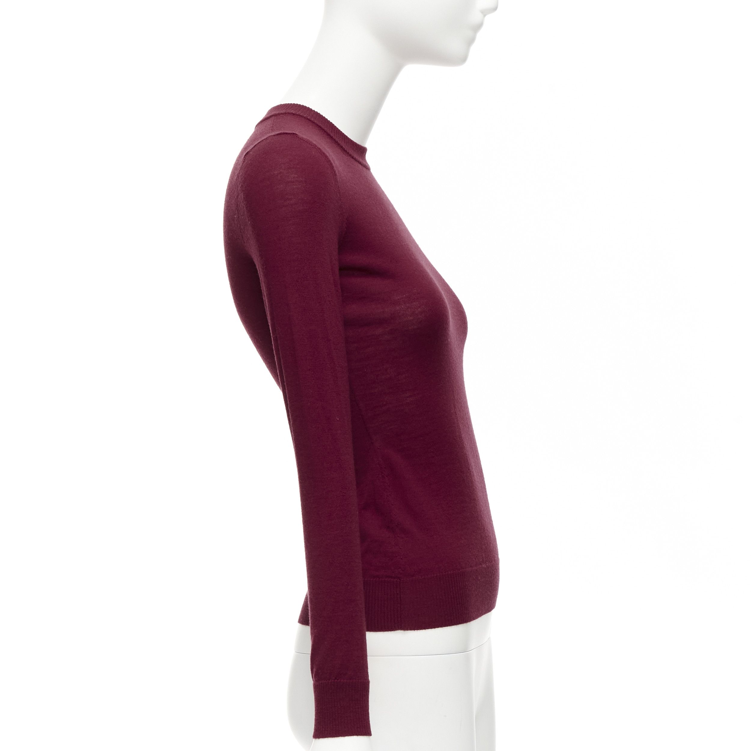 Alaia ALAIA 100% virgin wool dark red long sleeve crew neck sweater FR36 S Size S / US 4 / IT 40 - 4 Thumbnail