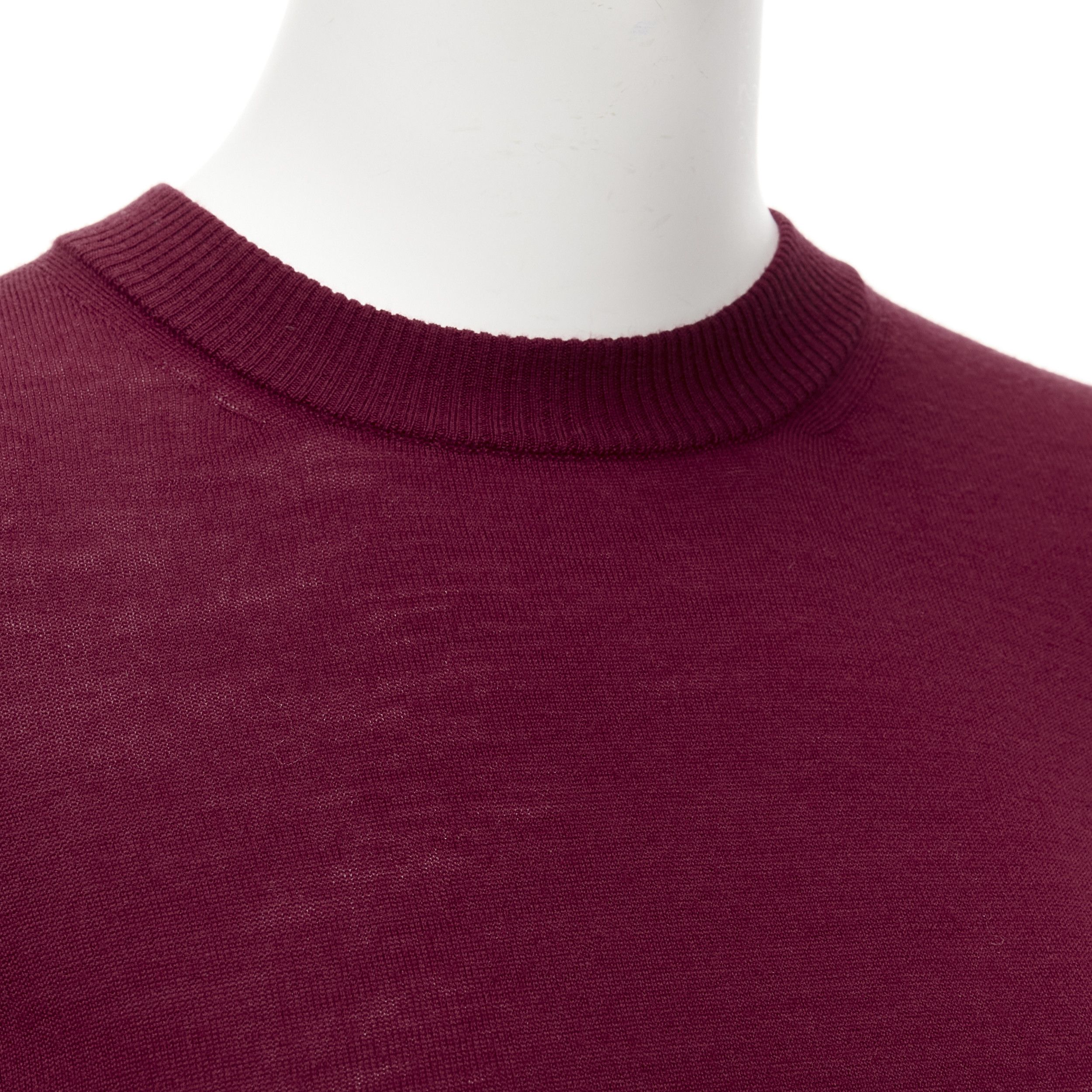 Alaia ALAIA 100% virgin wool dark red long sleeve crew neck sweater FR36 S Size S / US 4 / IT 40 - 2 Thumbnail