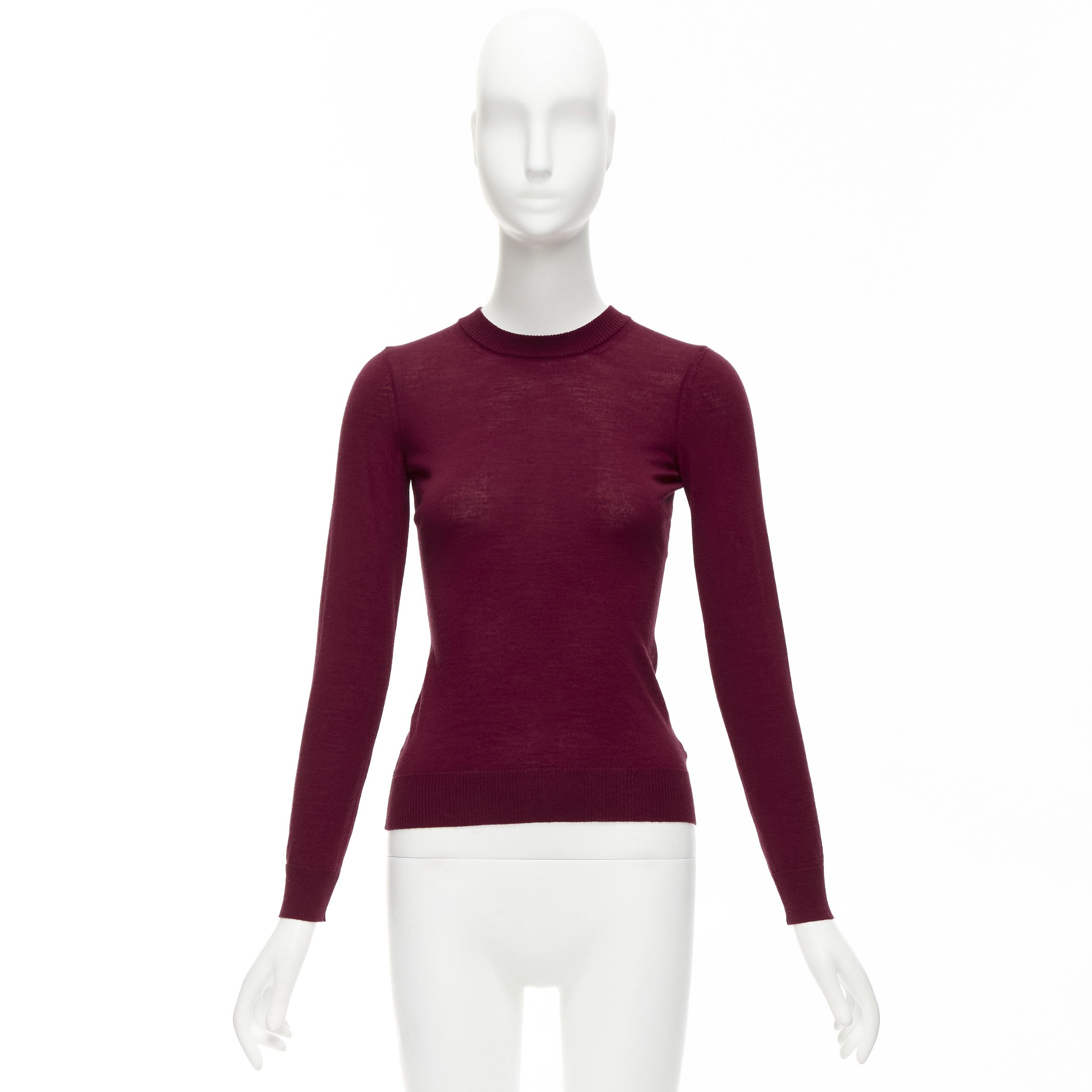 Alaia ALAIA 100% virgin wool dark red long sleeve crew neck sweater FR36 S Size S / US 4 / IT 40 - 9 Thumbnail