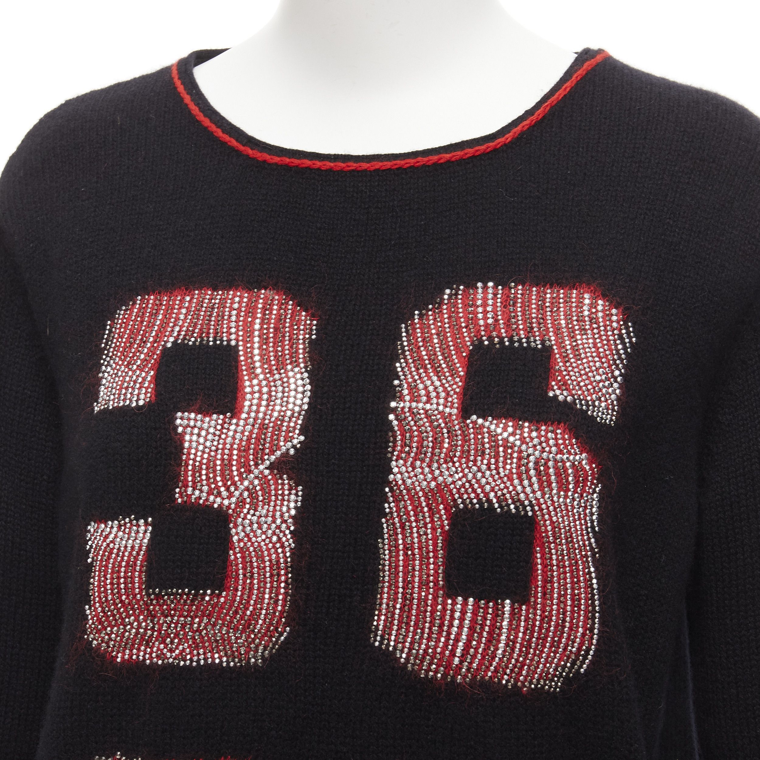 Ermanno Scervino ERMANNO SCERVINO 100% cashmere mohair 3689 black red sweater IT40 S Size S / US 4 / IT 40 - 2 Thumbnail