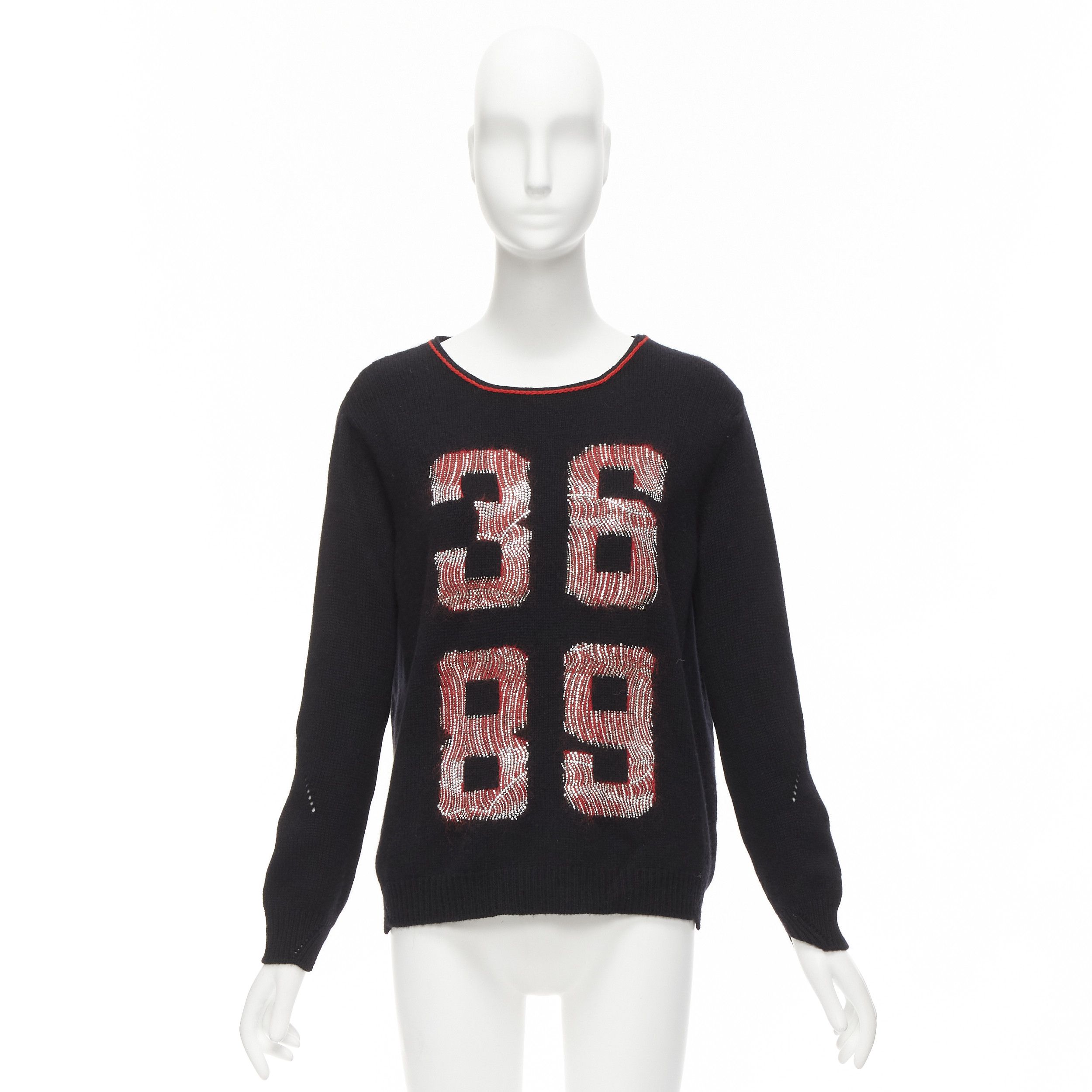 Ermanno Scervino ERMANNO SCERVINO 100% cashmere mohair 3689 black red sweater IT40 S Size S / US 4 / IT 40 - 9 Thumbnail
