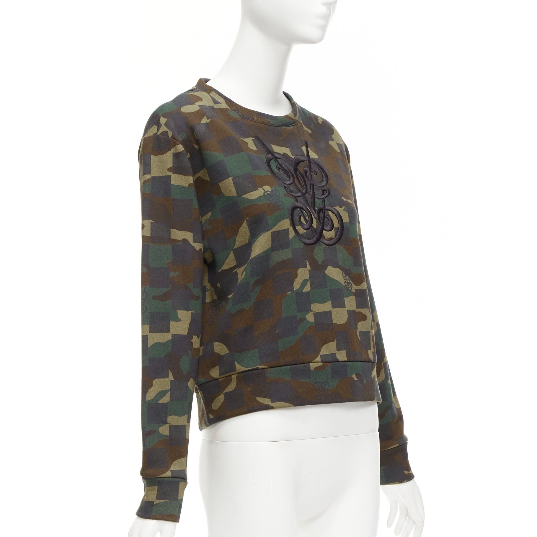 Giambattista Valli GIAMBATTISTA VALLI green graphic camouflage logo embroidery crew sweatshirt XS Size S / US 4 / IT 40 - 3 Thumbnail