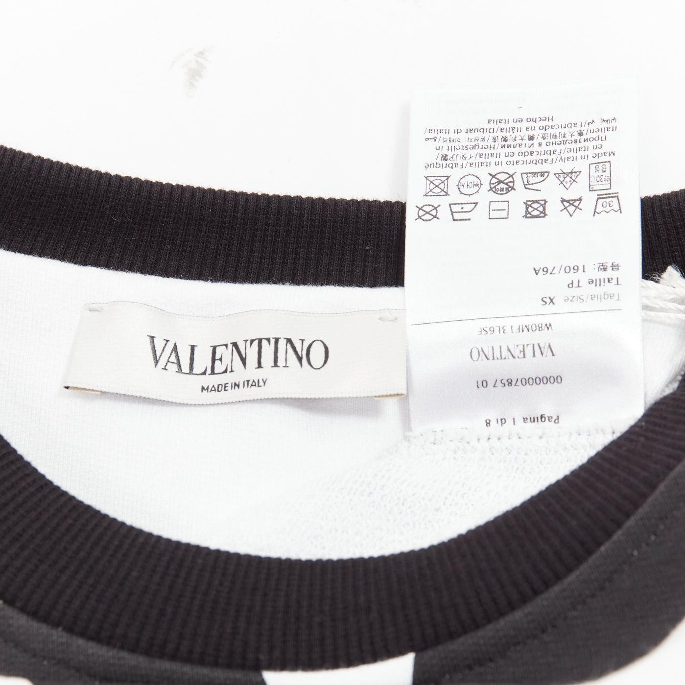 Valentino VALENTINO V LOGO black white optic graphic crew neck cropped sweater XS Size S / US 4 / IT 40 - 8 Thumbnail