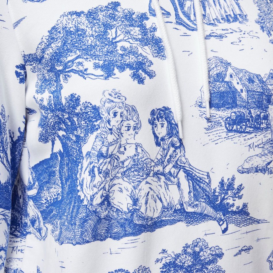 Moschino MOSCHINO Anime Toile De Jouy blue white frill trim hoodie sweater IT36 XXS Size XS / US 0-2 / IT 36-38 - 8 Thumbnail