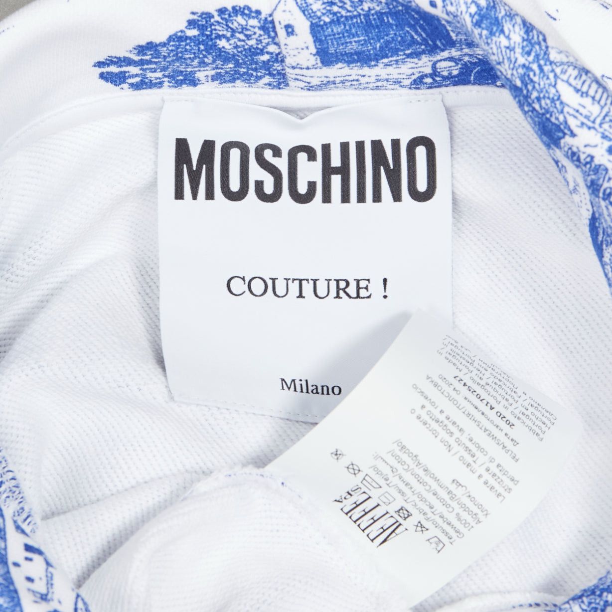 Moschino MOSCHINO Anime Toile De Jouy blue white frill trim hoodie sweater IT36 XXS Size XS / US 0-2 / IT 36-38 - 9 Thumbnail