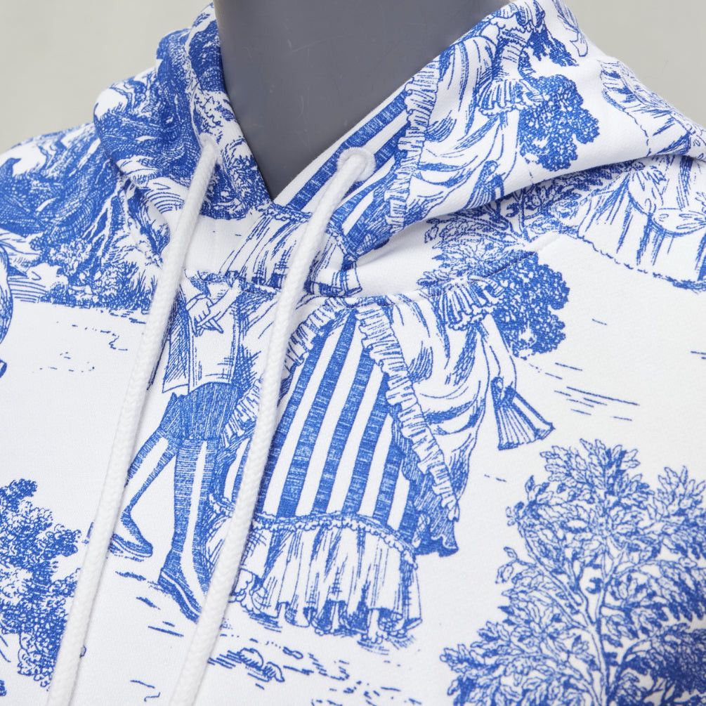Moschino MOSCHINO Anime Toile De Jouy blue white frill trim hoodie sweater IT36 XXS Size XS / US 0-2 / IT 36-38 - 7 Thumbnail