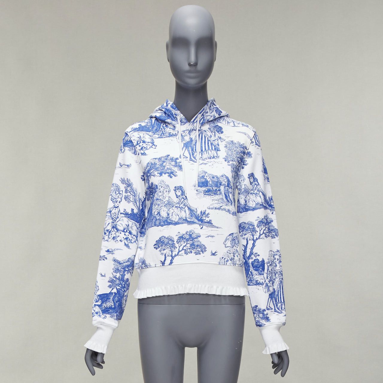 Moschino MOSCHINO Anime Toile De Jouy blue white frill trim hoodie sweater IT36 XXS Size XS / US 0-2 / IT 36-38 - 10 Thumbnail