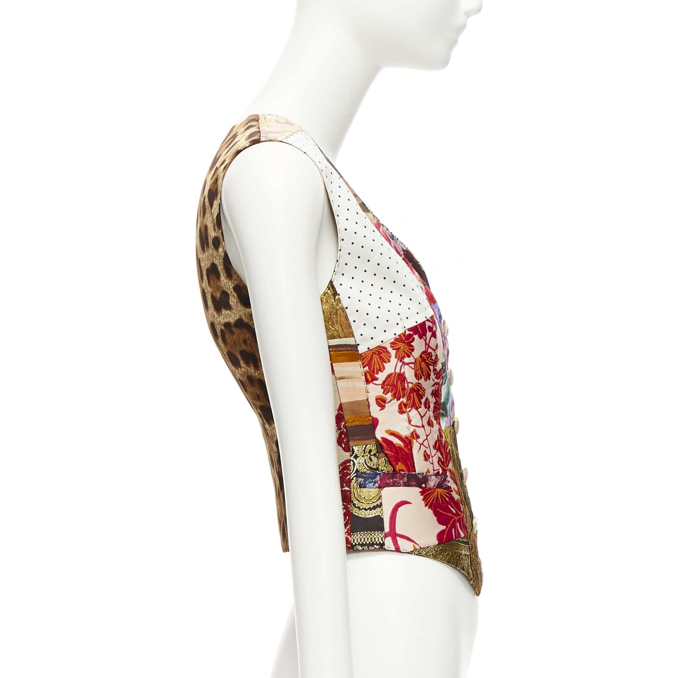 Dolce & Gabbana DOLCE GABBANA mixed floral brocade patchwork wrap button waistcoat vest top IT38 XS Size XS / US 0-2 / IT 36-38 - 5 Thumbnail