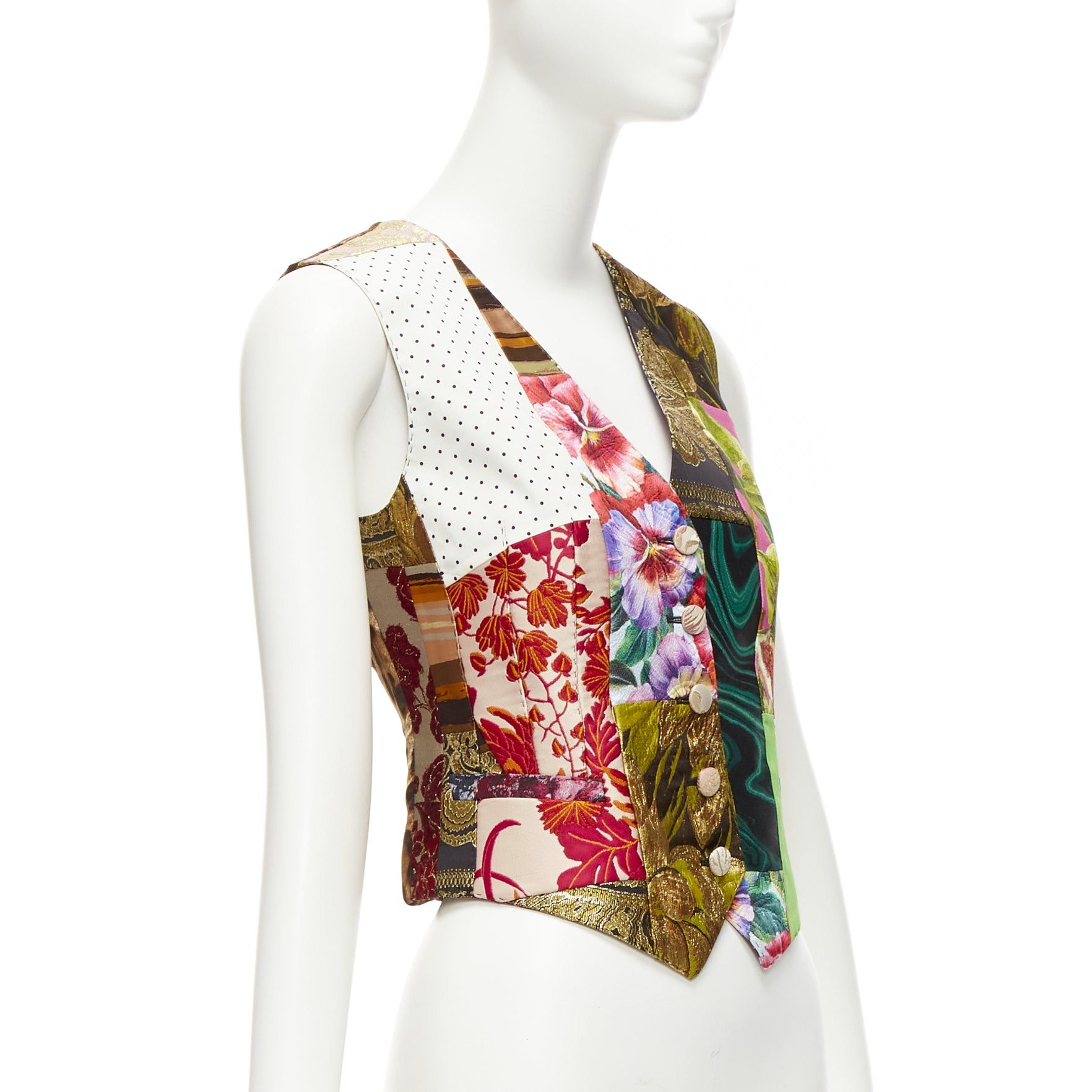 Dolce & Gabbana DOLCE GABBANA mixed floral brocade patchwork wrap button waistcoat vest top IT38 XS Size XS / US 0-2 / IT 36-38 - 4 Thumbnail