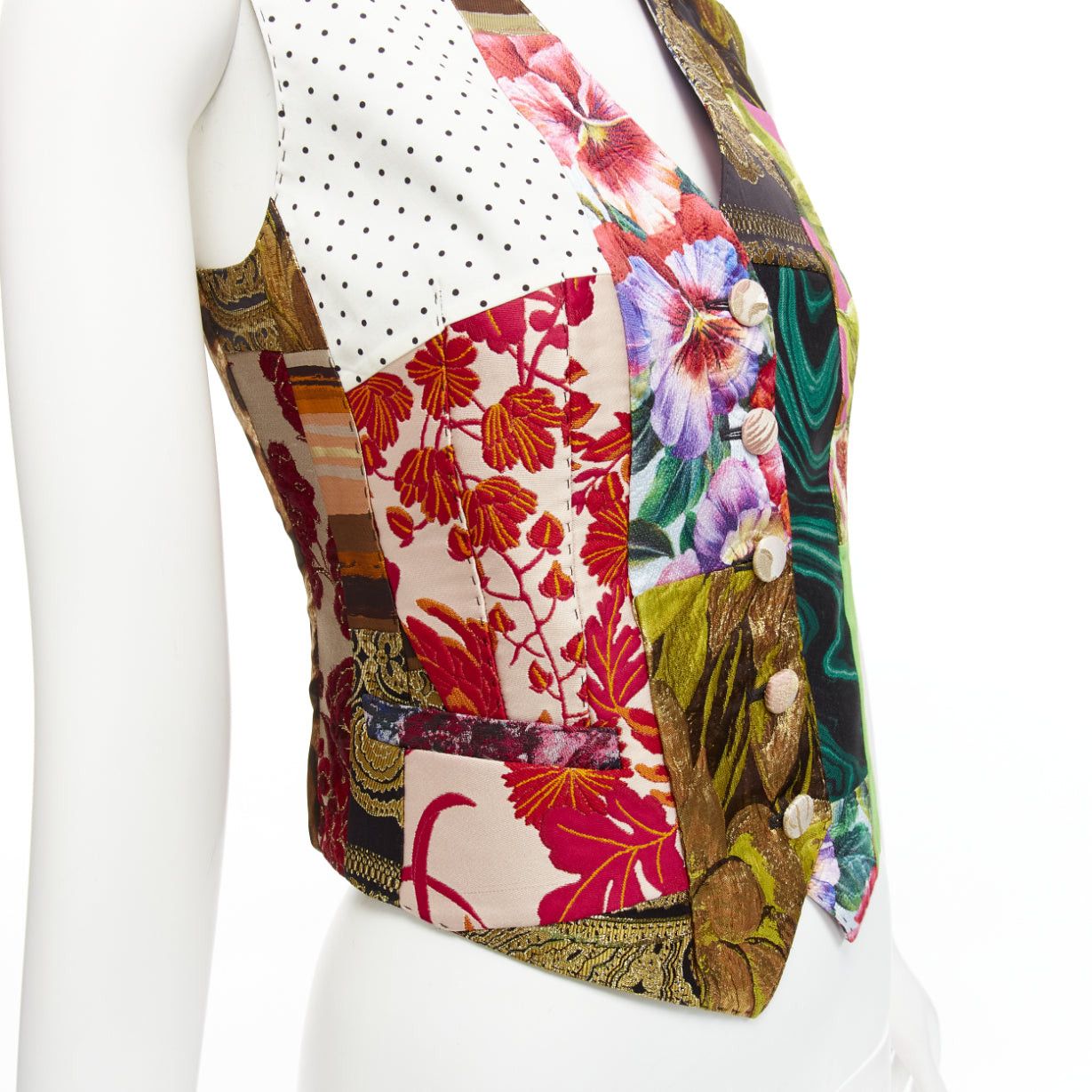 Dolce & Gabbana DOLCE GABBANA mixed floral brocade patchwork wrap button waistcoat vest top IT38 XS Size XS / US 0-2 / IT 36-38 - 8 Thumbnail