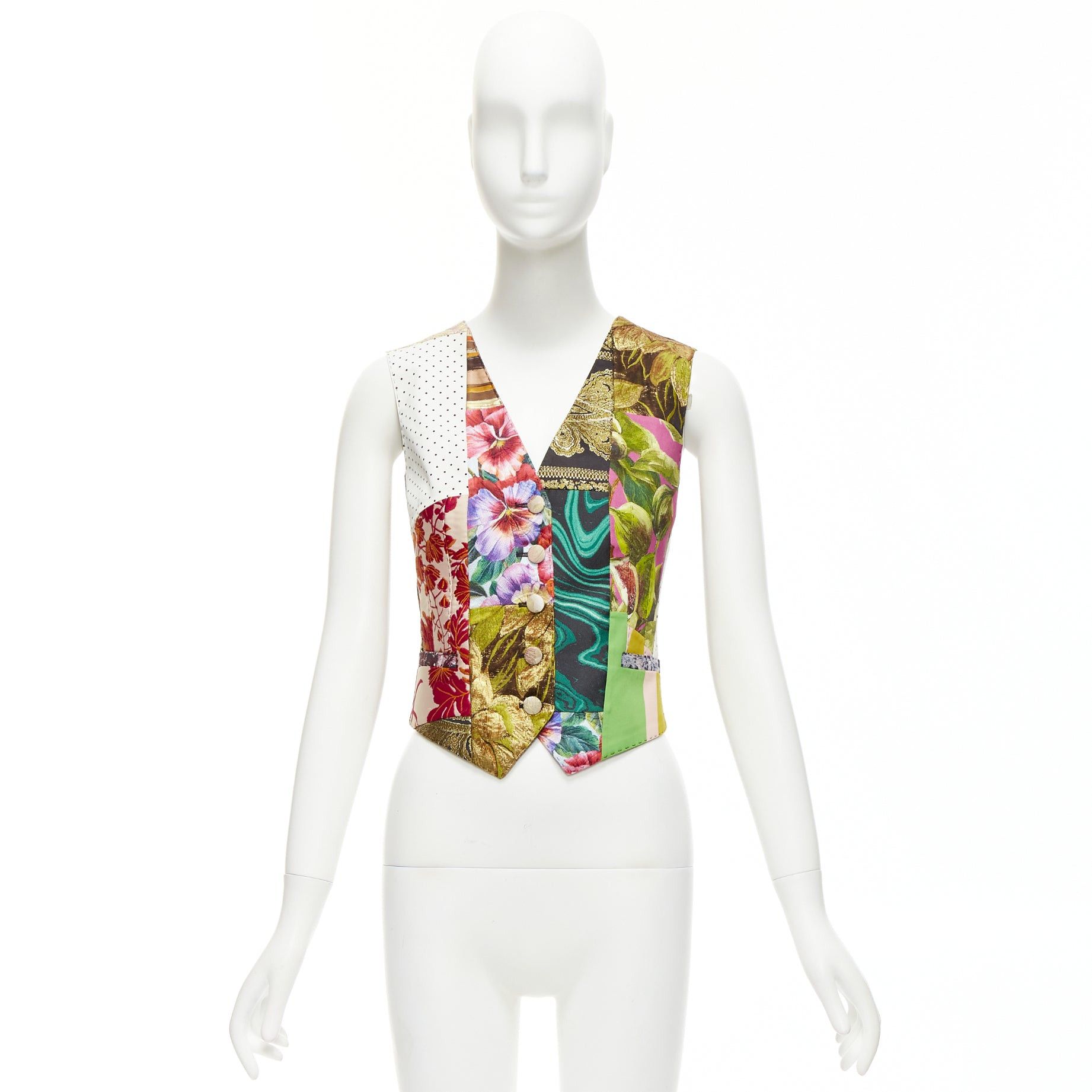 Dolce & Gabbana DOLCE GABBANA mixed floral brocade patchwork wrap button waistcoat vest top IT38 XS Size XS / US 0-2 / IT 36-38 - 10 Thumbnail