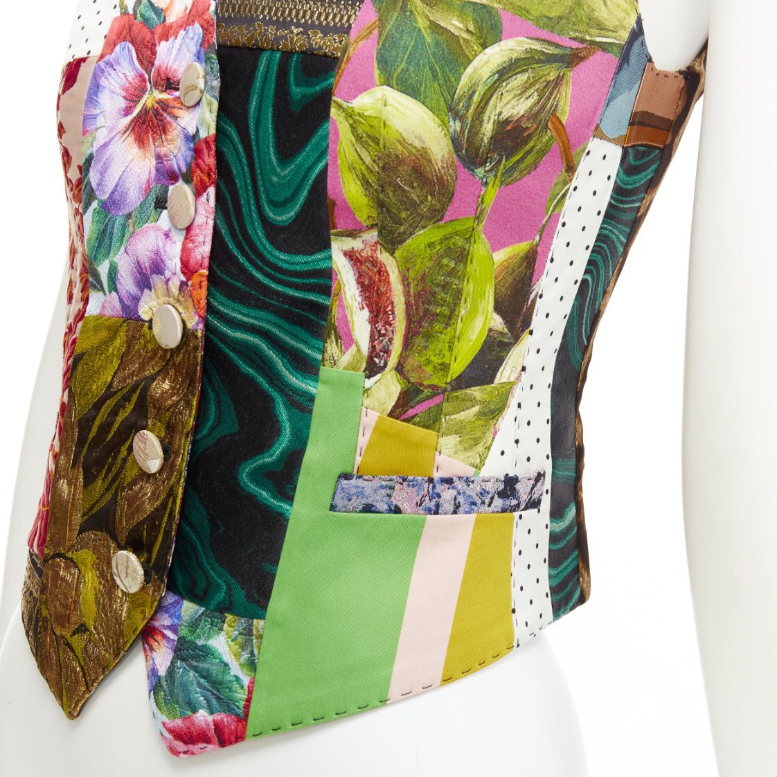 Dolce & Gabbana DOLCE GABBANA mixed floral brocade patchwork wrap button waistcoat vest top IT38 XS Size XS / US 0-2 / IT 36-38 - 2 Thumbnail