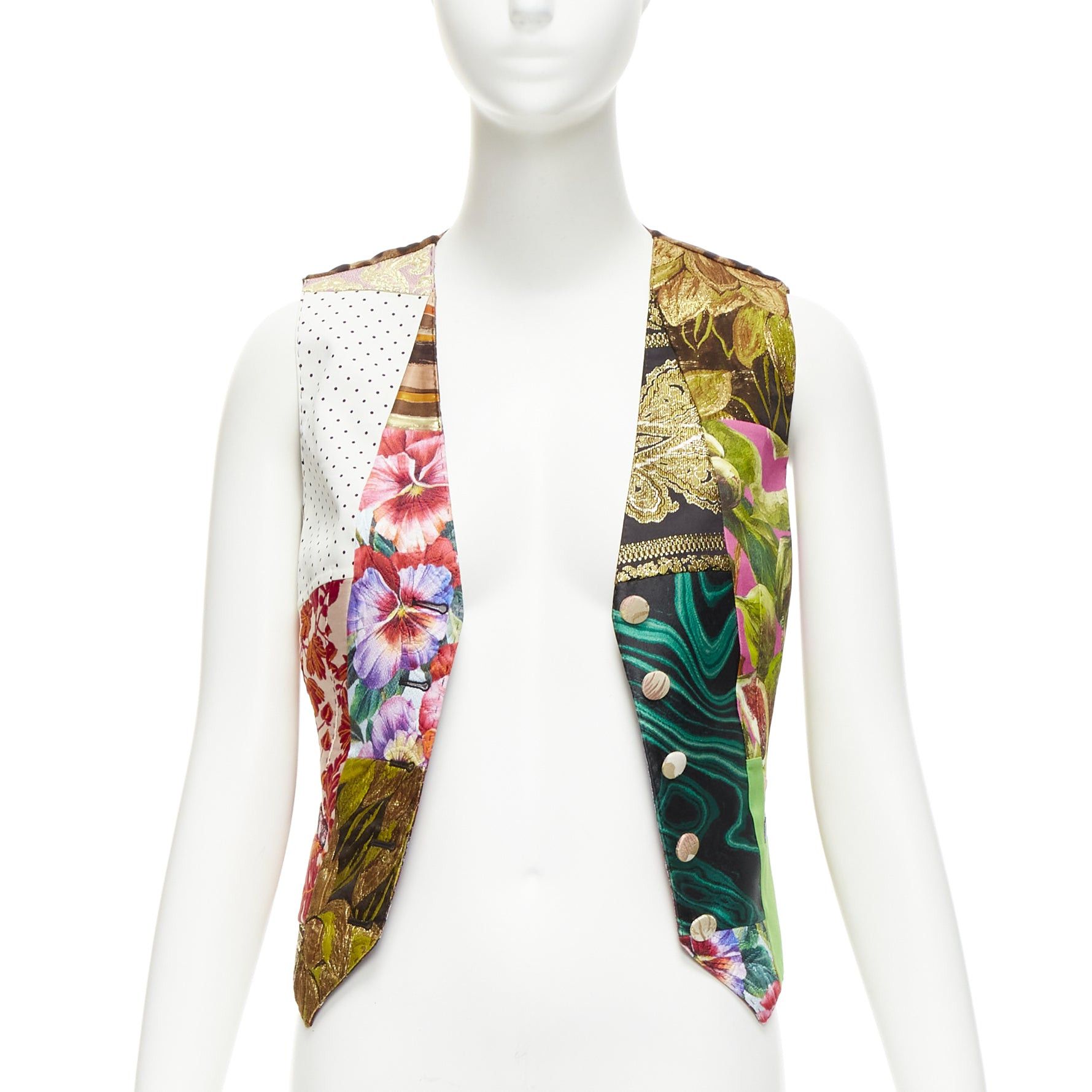 Dolce & Gabbana DOLCE GABBANA mixed floral brocade patchwork wrap button waistcoat vest top IT38 XS Size XS / US 0-2 / IT 36-38 - 3 Thumbnail
