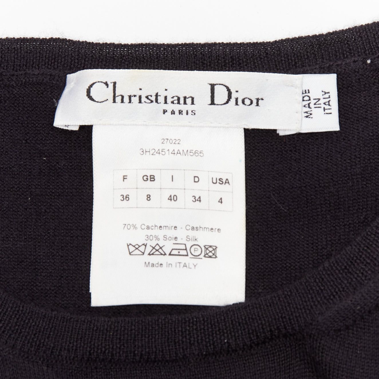 Dior CHRISTIAN DIOR black cashmere silk CD logo charm knit tank vest FR36 S Size S / US 4 / IT 40 - 8 Thumbnail