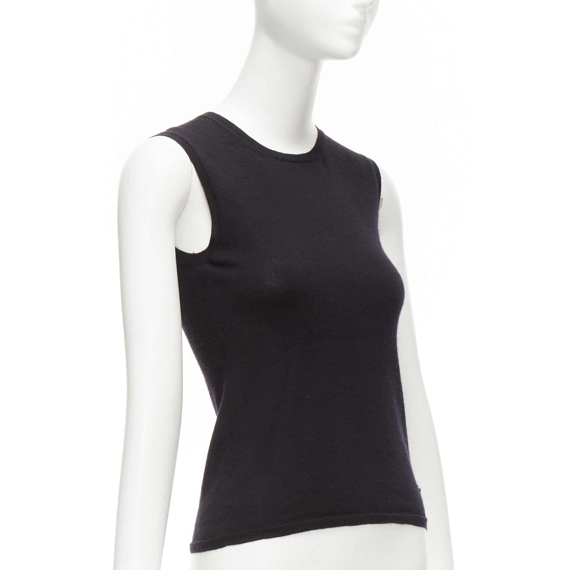 Dior CHRISTIAN DIOR black cashmere silk CD logo charm knit tank vest FR36 S Size S / US 4 / IT 40 - 3 Thumbnail